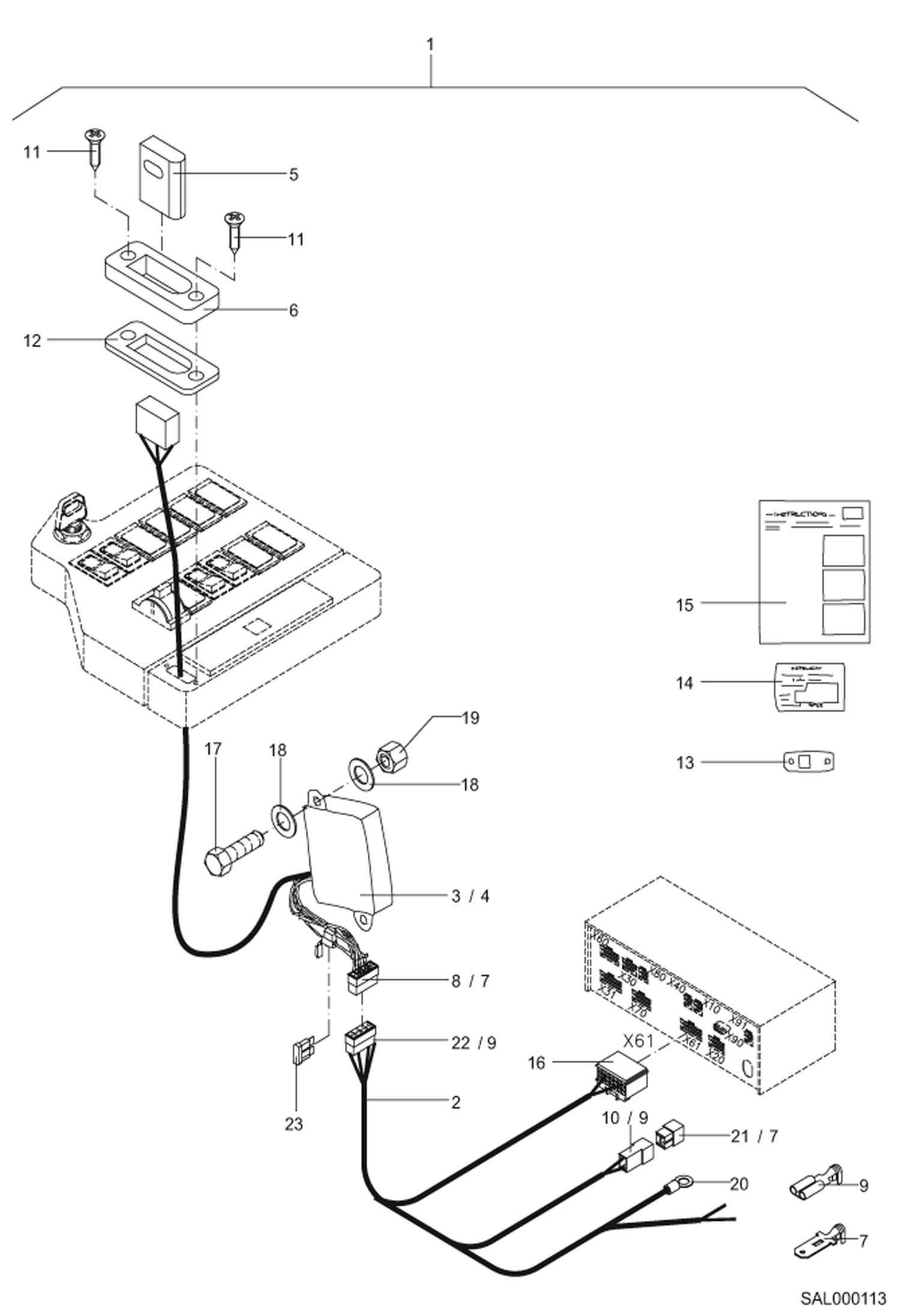 Схема запчастей Bobcat AL350 - IMMOBILIZER ELECTRIC INSTALLATION