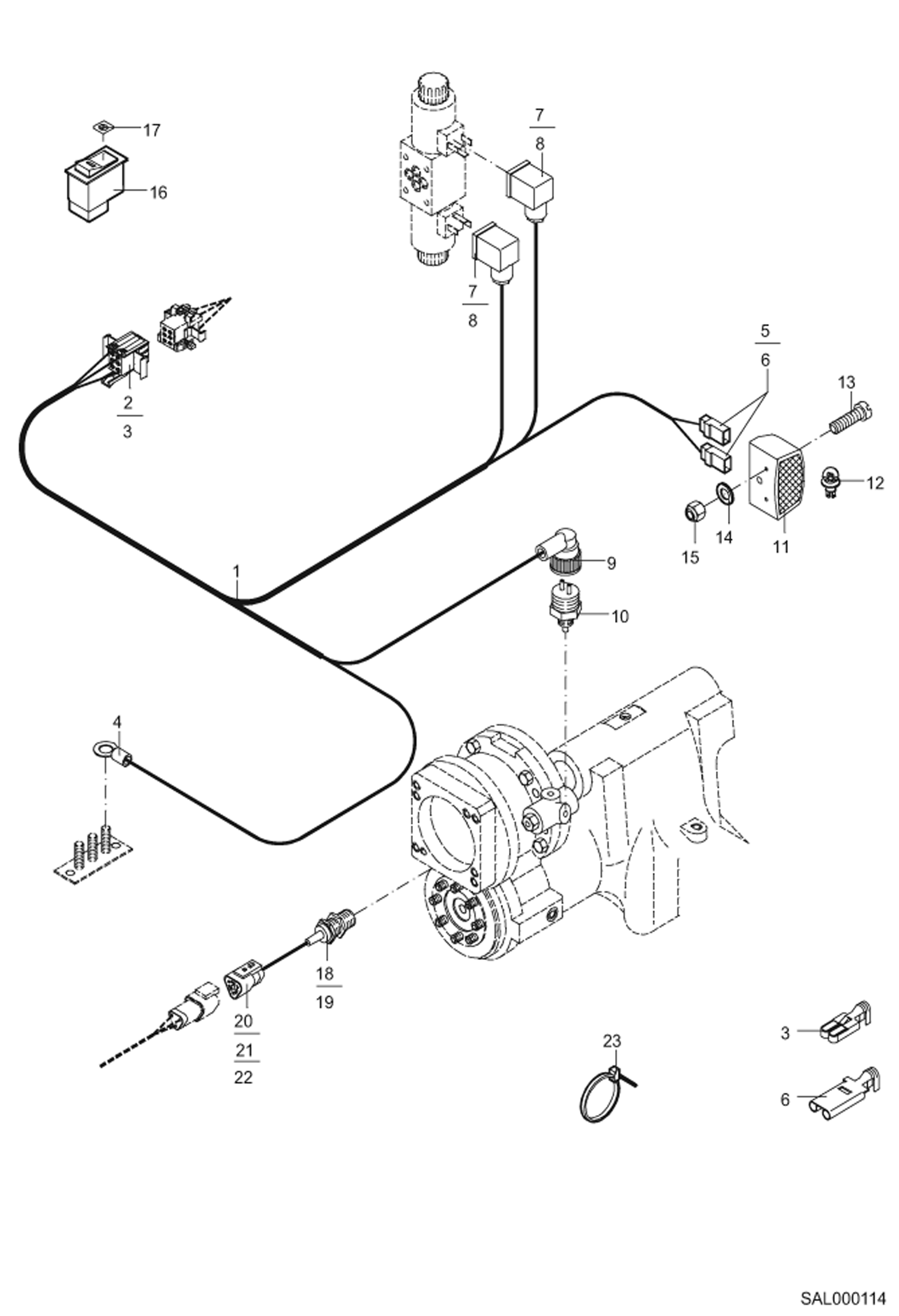 Схема запчастей Bobcat AL440 - 2-STAGE GEARBOX ELECTRICITY ELECTRIC INSTALLATION
