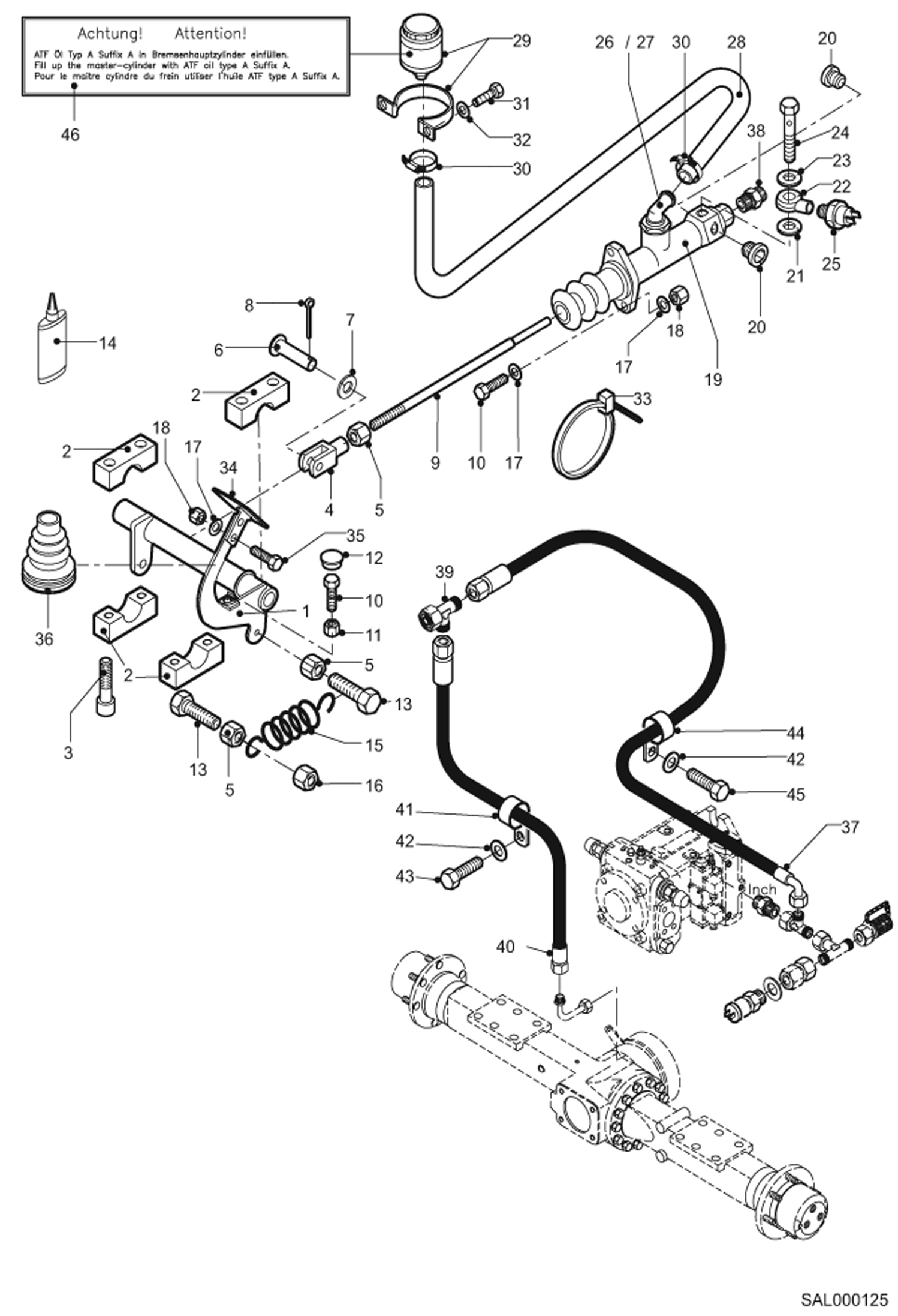 Схема запчастей Bobcat AL350 - SERVICE BRAKE HYDRAULIC INSTALLATION