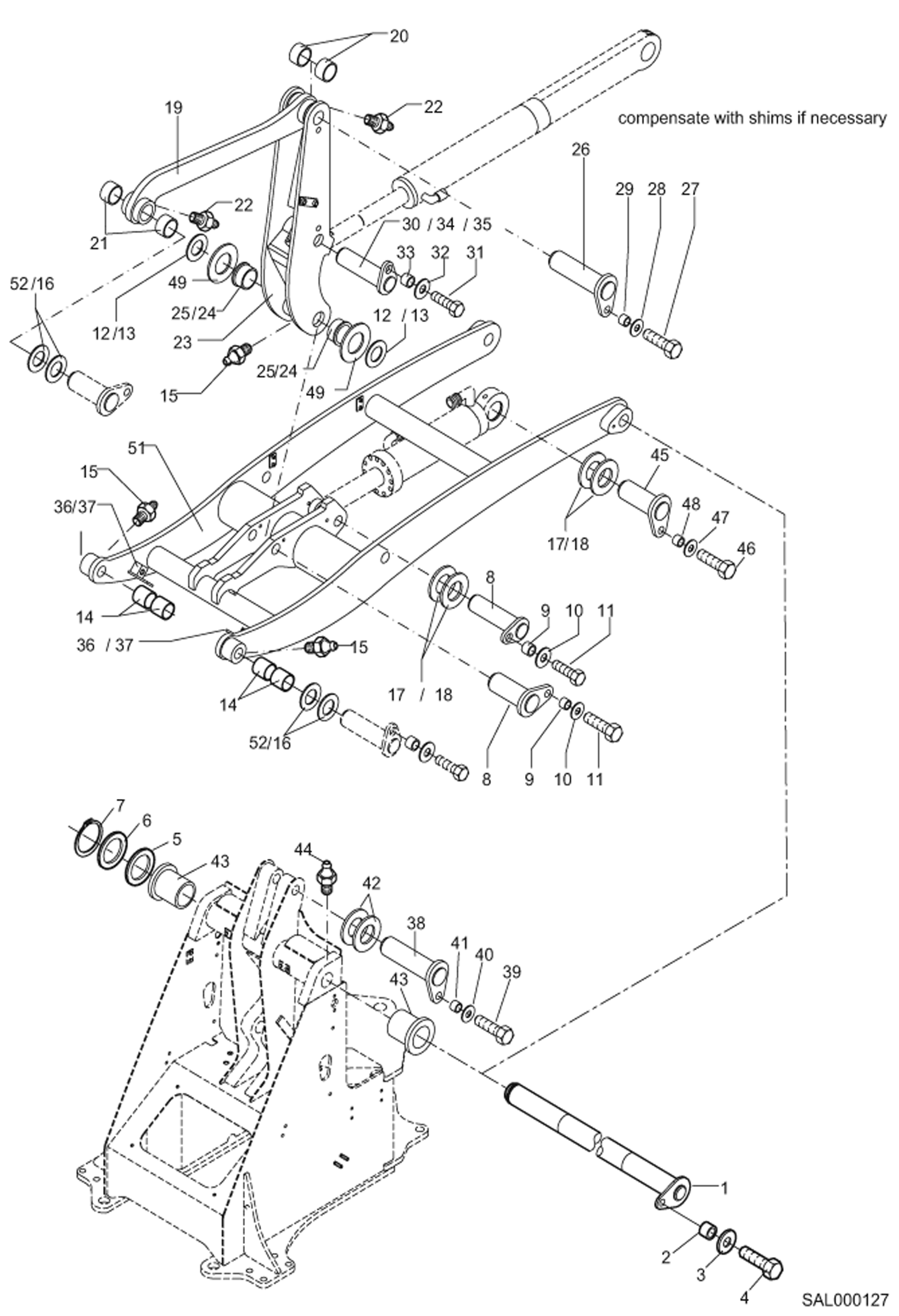 Схема запчастей Bobcat AL350 - LOADING EQUIPMENT MAIN FRAME