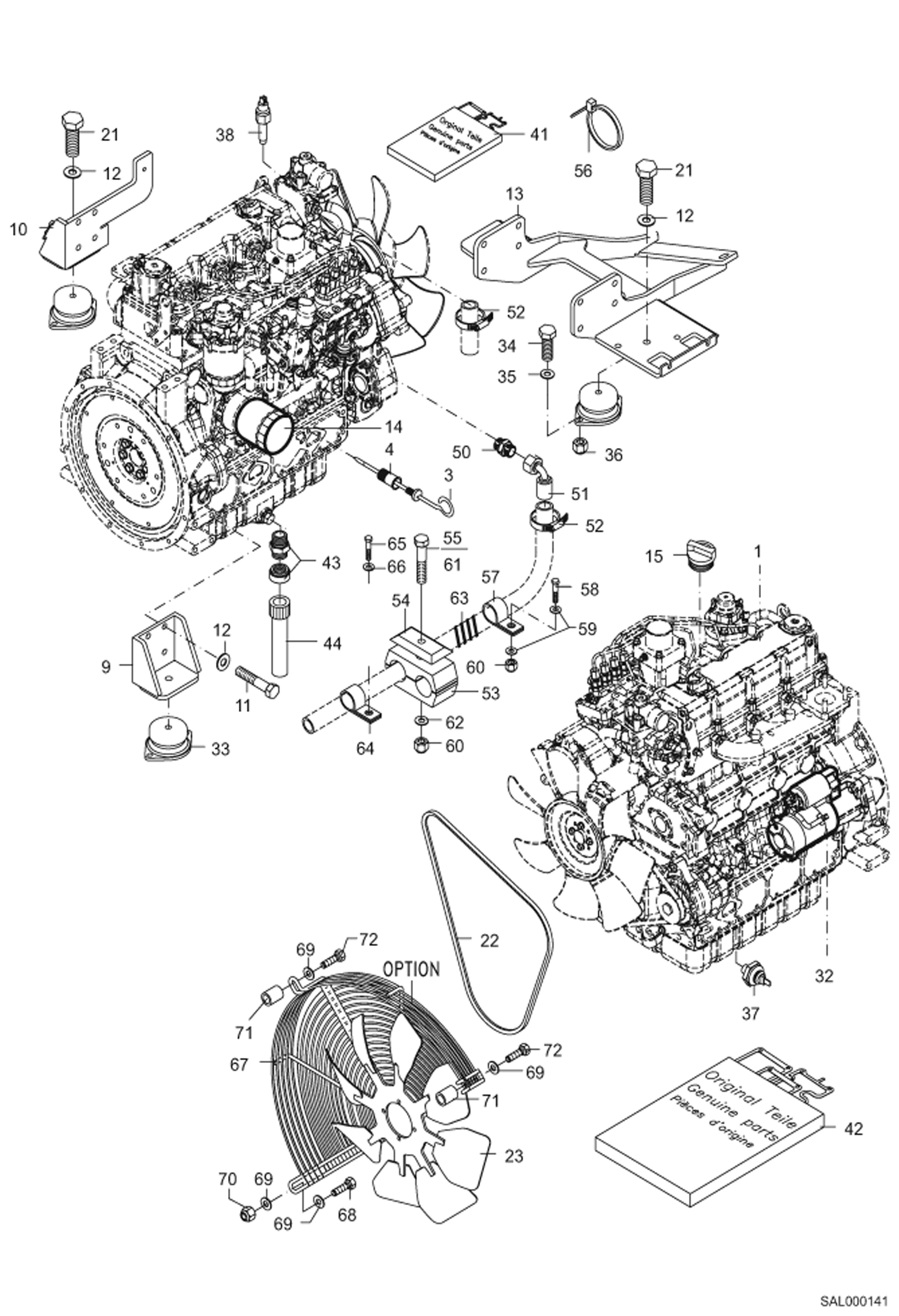 Схема запчастей Bobcat AL350 - ENGINE ASSEMBLY POWER UNIT