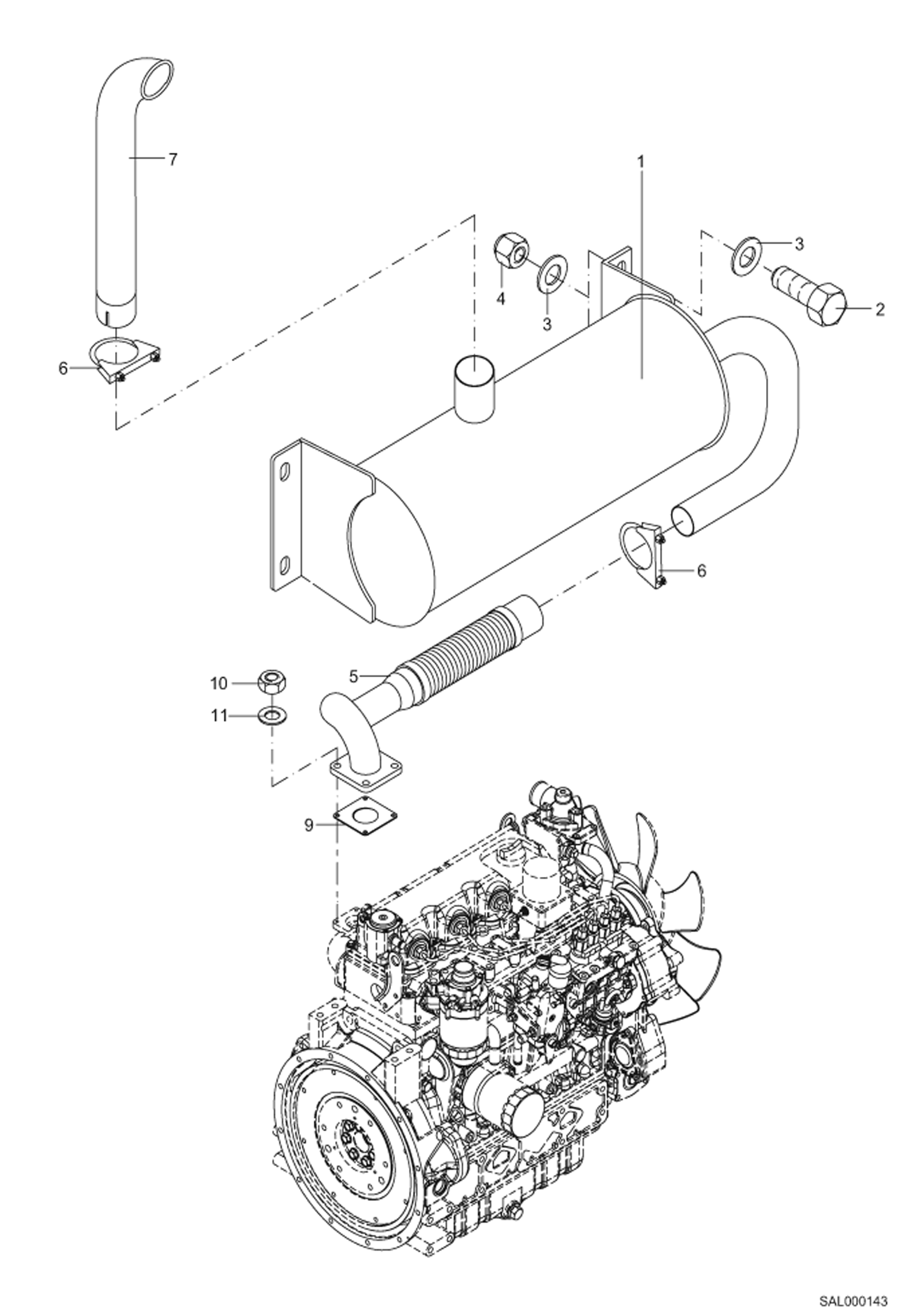 Схема запчастей Bobcat AL350 - EXHAUST POWER UNIT