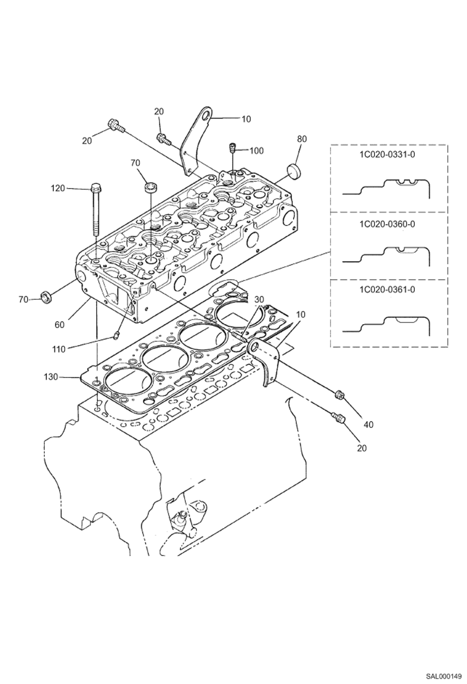 Схема запчастей Bobcat AL350 - CYLINDER HEAD POWER UNIT