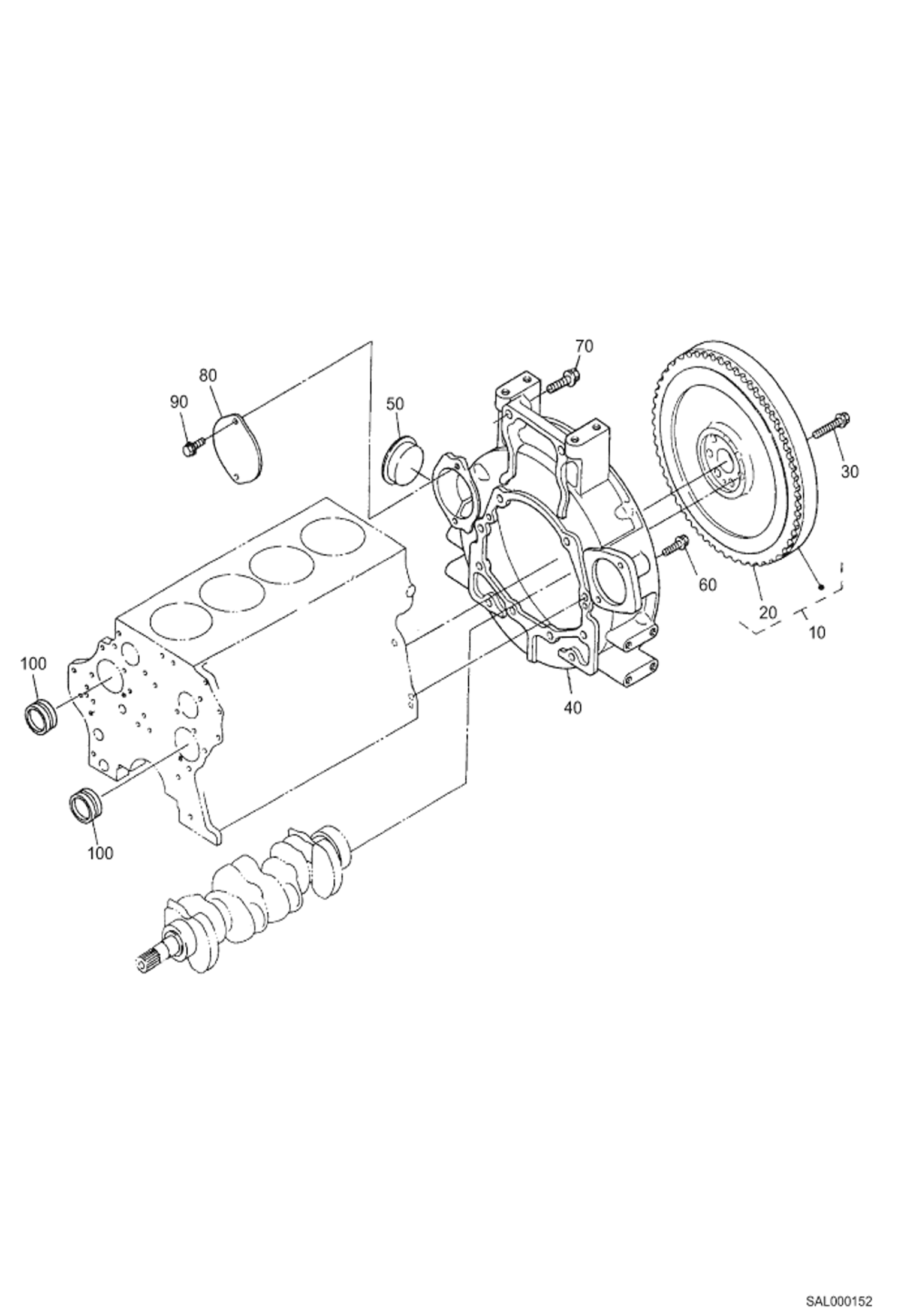Схема запчастей Bobcat AL350 - FLYWHEEL POWER UNIT