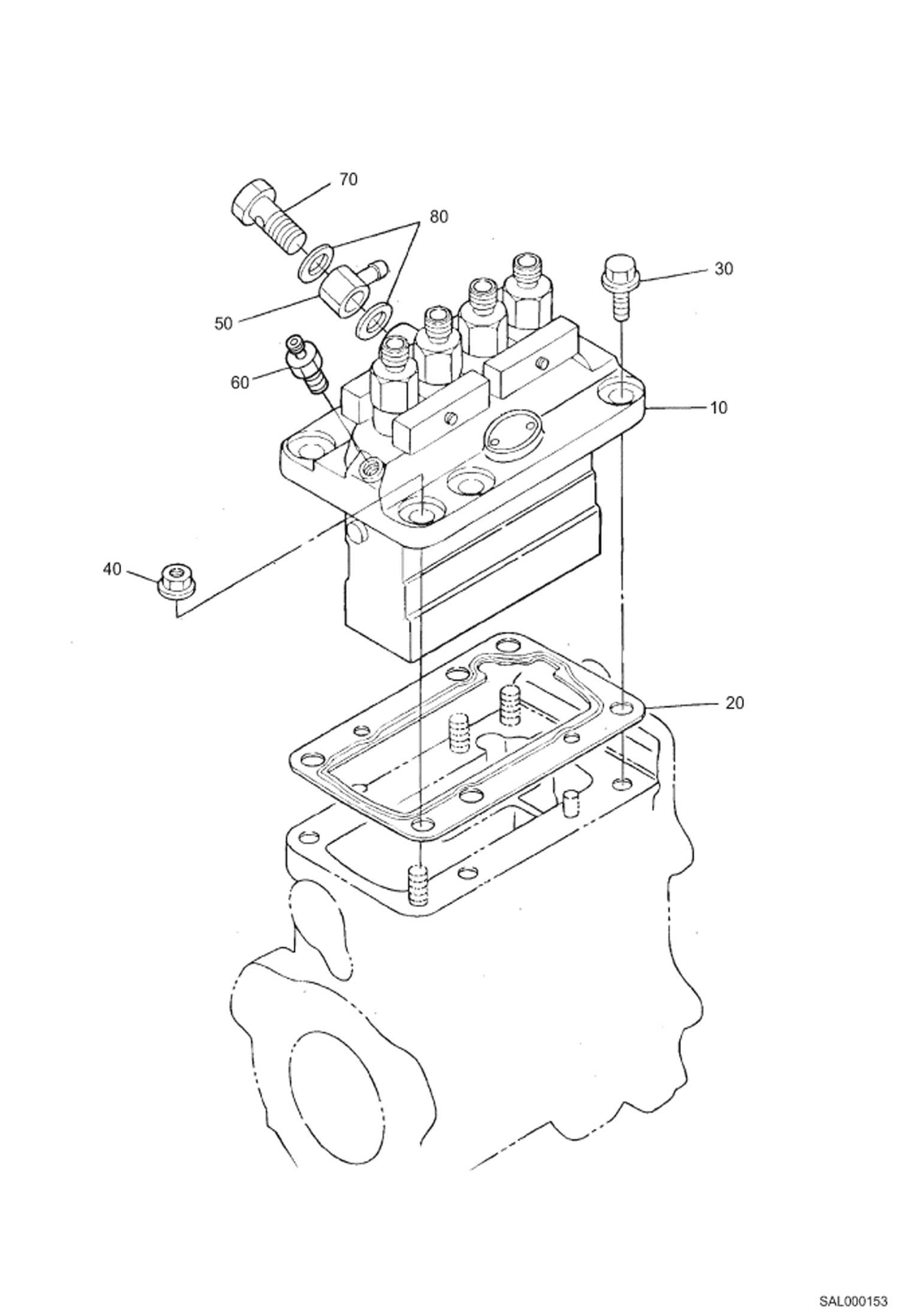 Схема запчастей Bobcat AL350 - INJECTION PUMP POWER UNIT