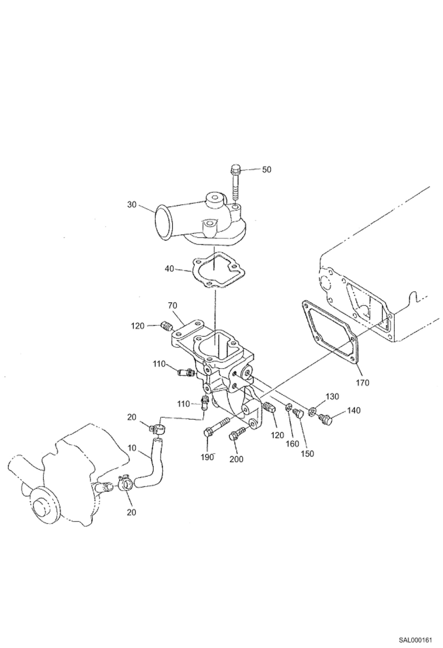 Схема запчастей Bobcat AL350 - WATER FLANGE AND THERMOSTAT POWER UNIT
