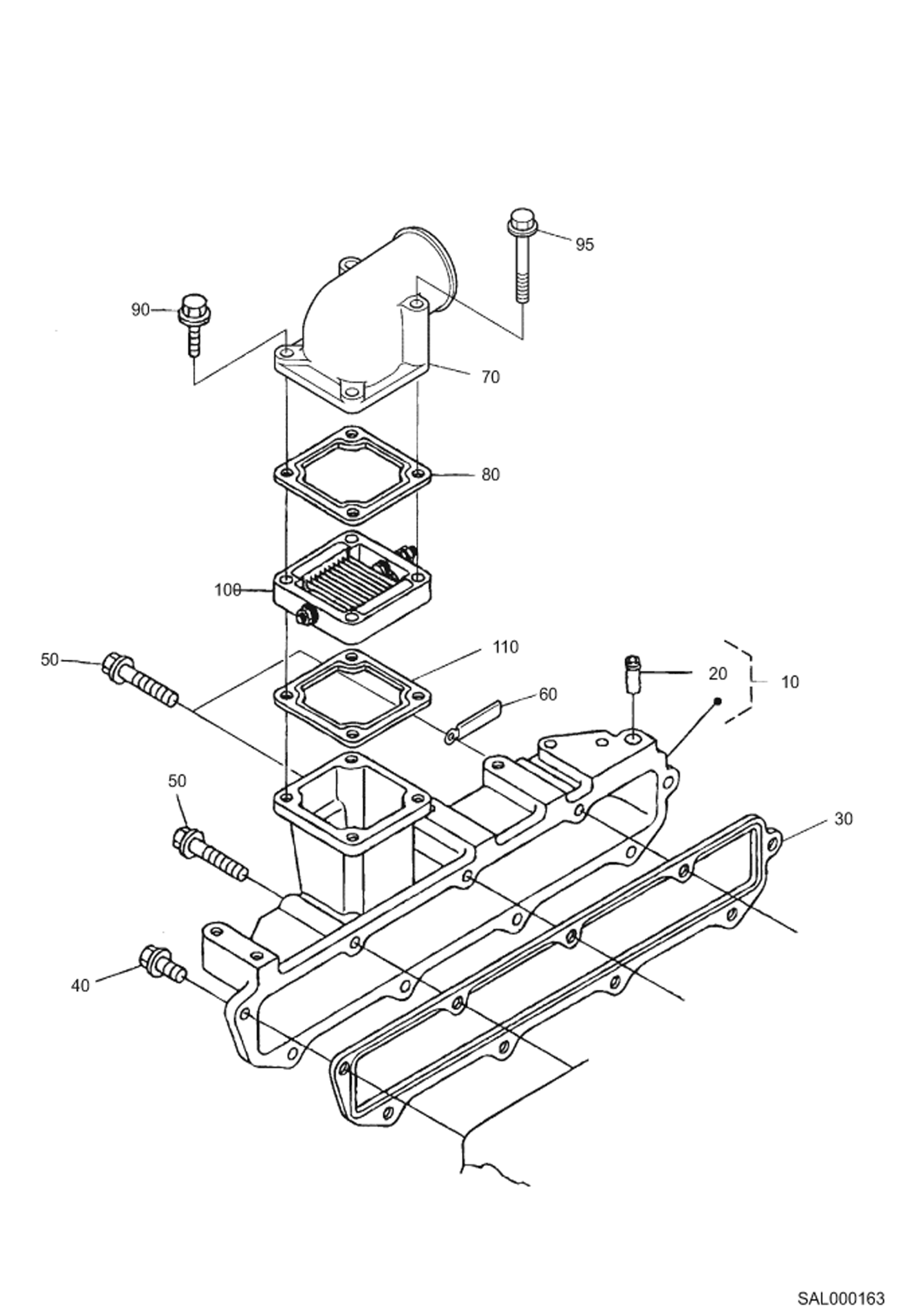 Схема запчастей Bobcat AL350 - INLET MANIFOLD POWER UNIT