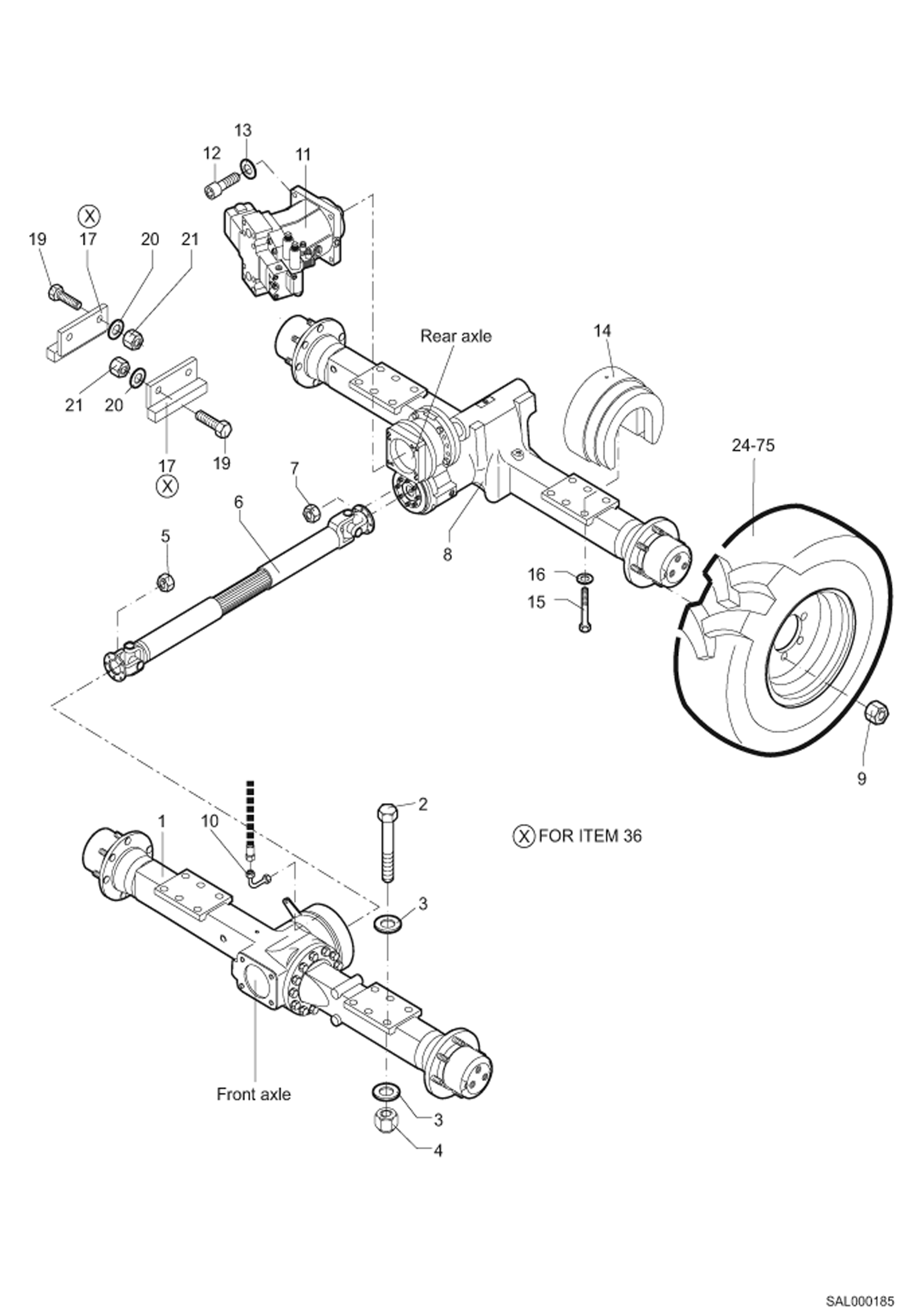 Схема запчастей Bobcat AL275 - AXLE, TIRES DRIVE SYSTEM