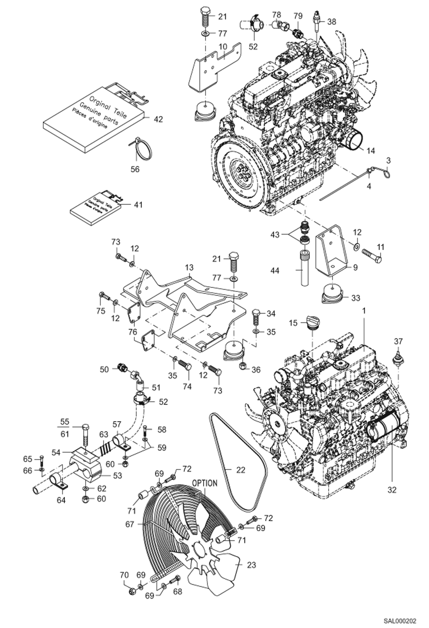 Схема запчастей Bobcat AL275 - ENGINE ASSEMBLY POWER UNIT