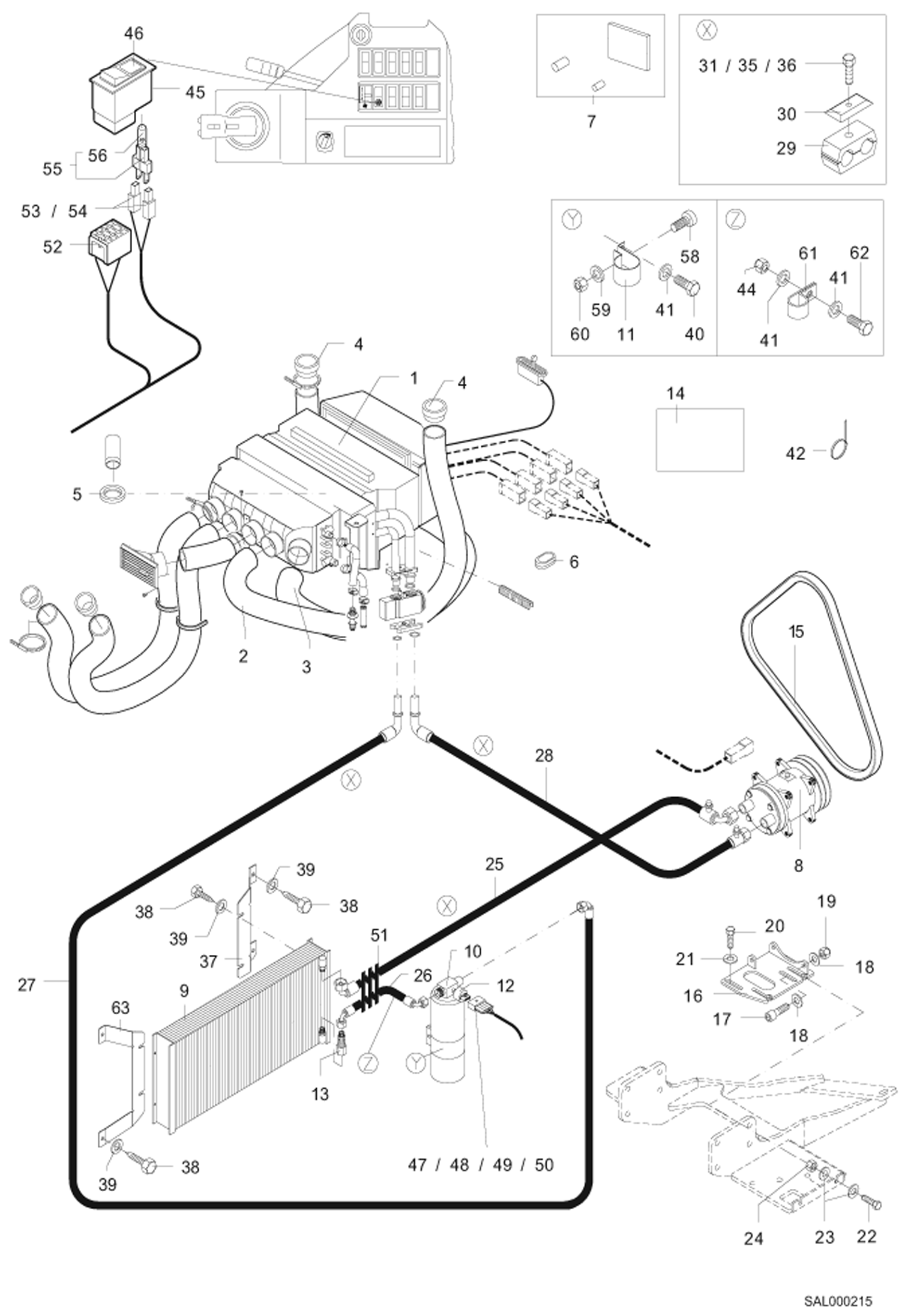 Схема запчастей Bobcat AL440 - AIR CONDITIONER MAIN FRAME