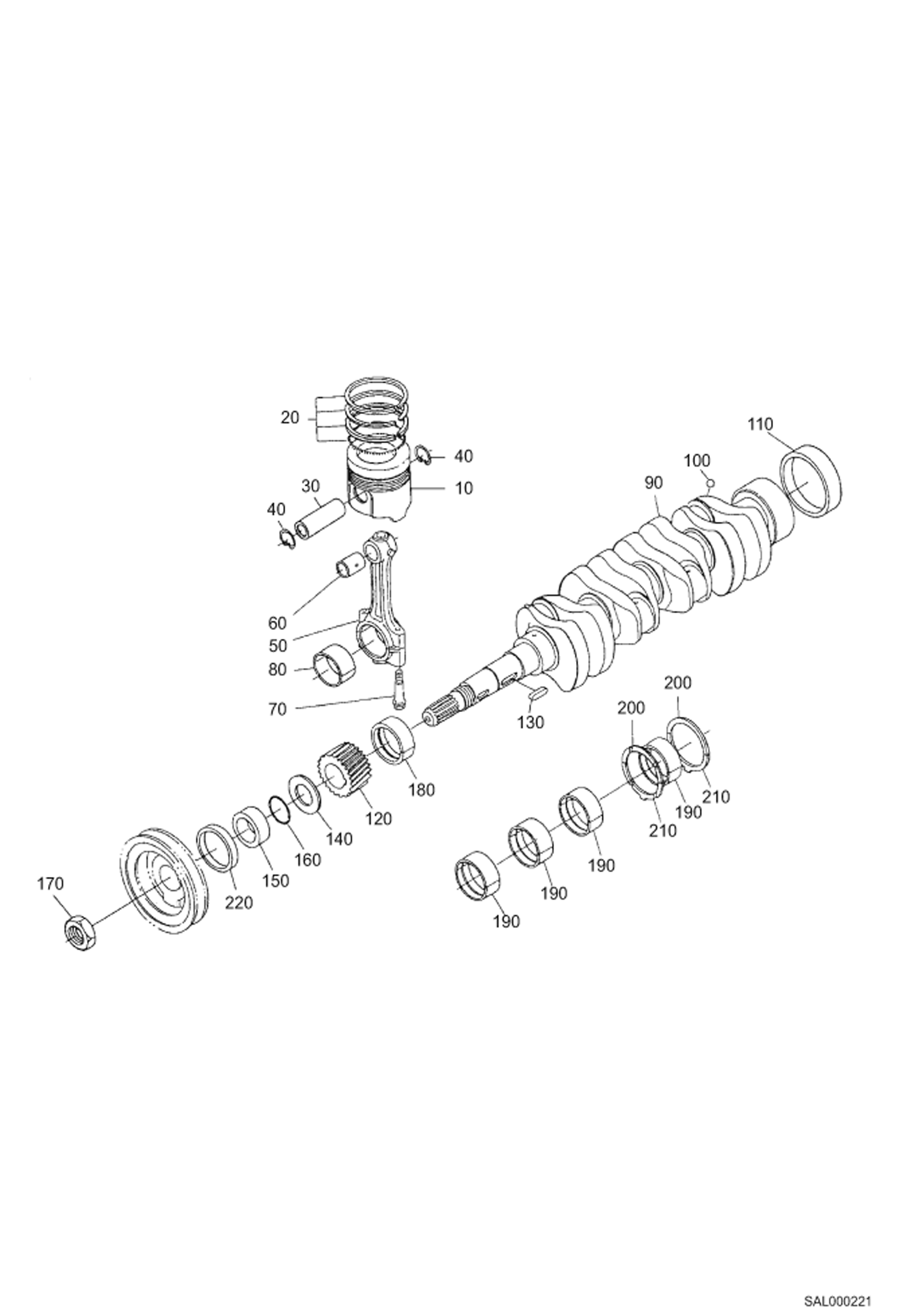Схема запчастей Bobcat AL275 - PISTON AND CRANKSHAFT POWER UNIT