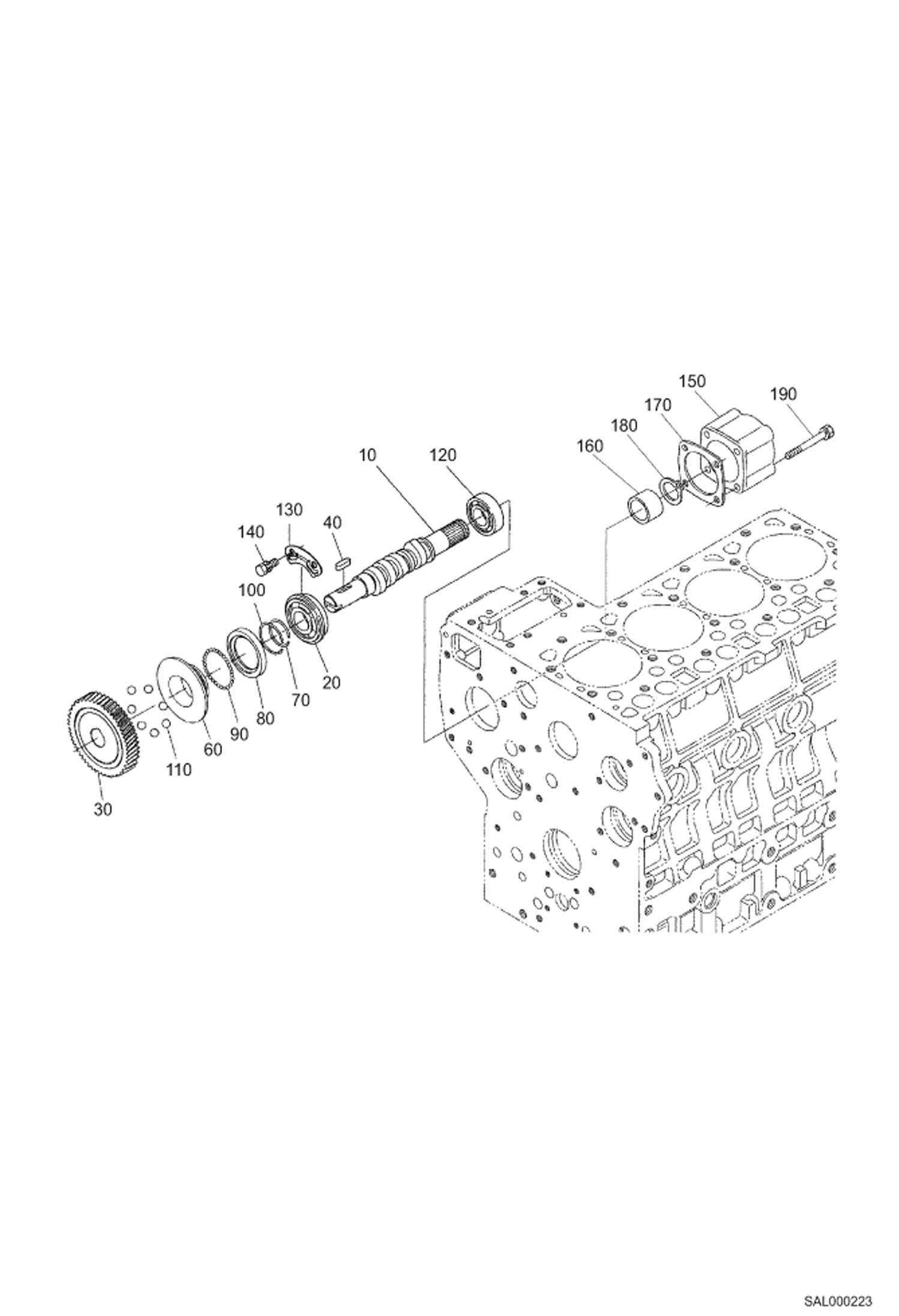 Схема запчастей Bobcat AL275 - FUEL CAMSHAFT AND GOVERNOR SHAFT POWER UNIT