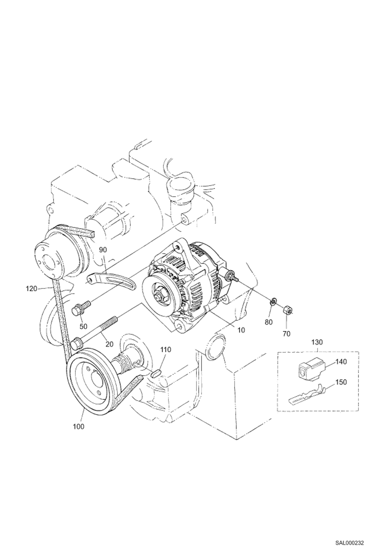 Схема запчастей Bobcat AL275 - ALTERNATOR AND PULLEY POWER UNIT