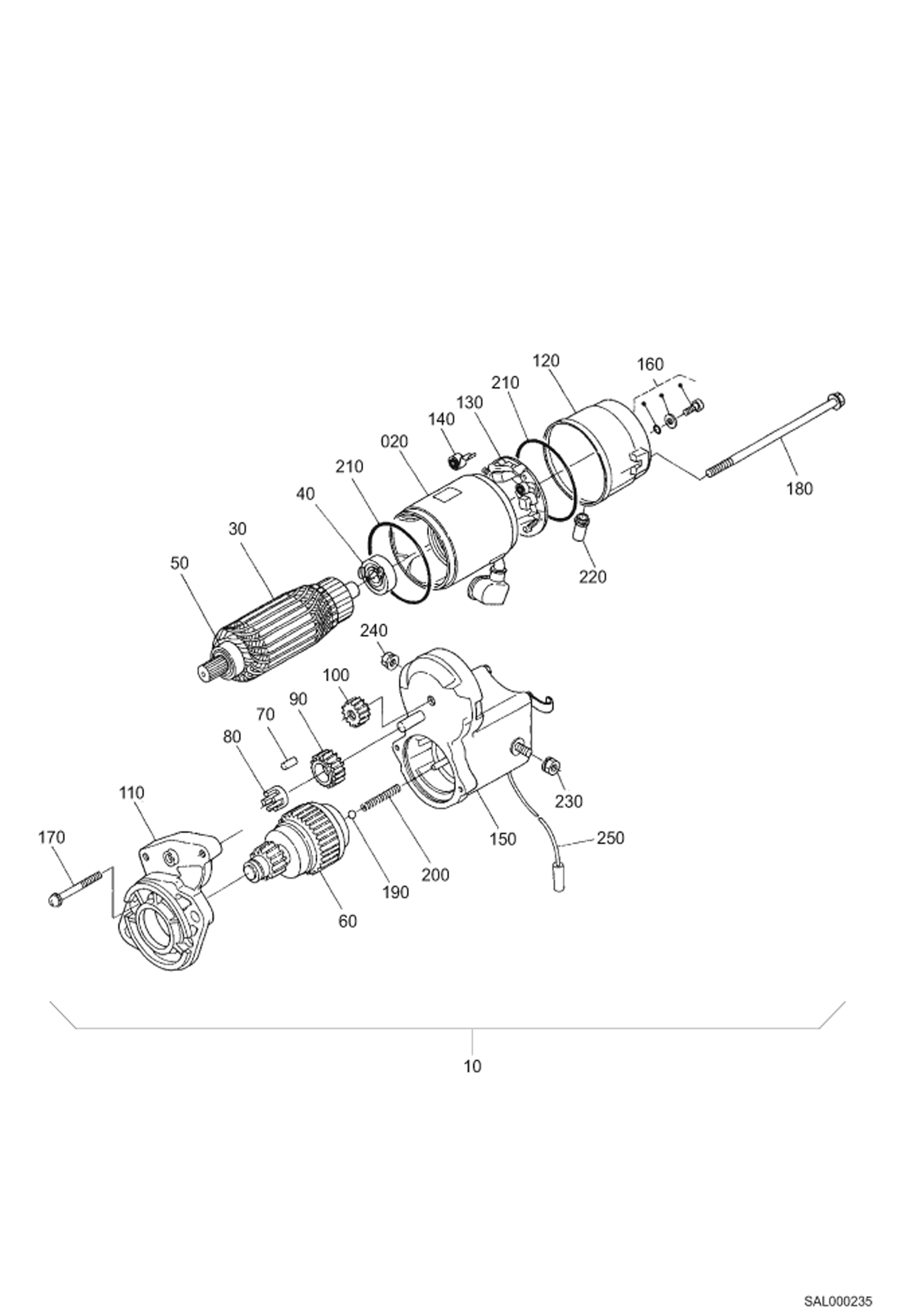 Схема запчастей Bobcat AL275 - STARTER (COMPONENT PARTS) POWER UNIT