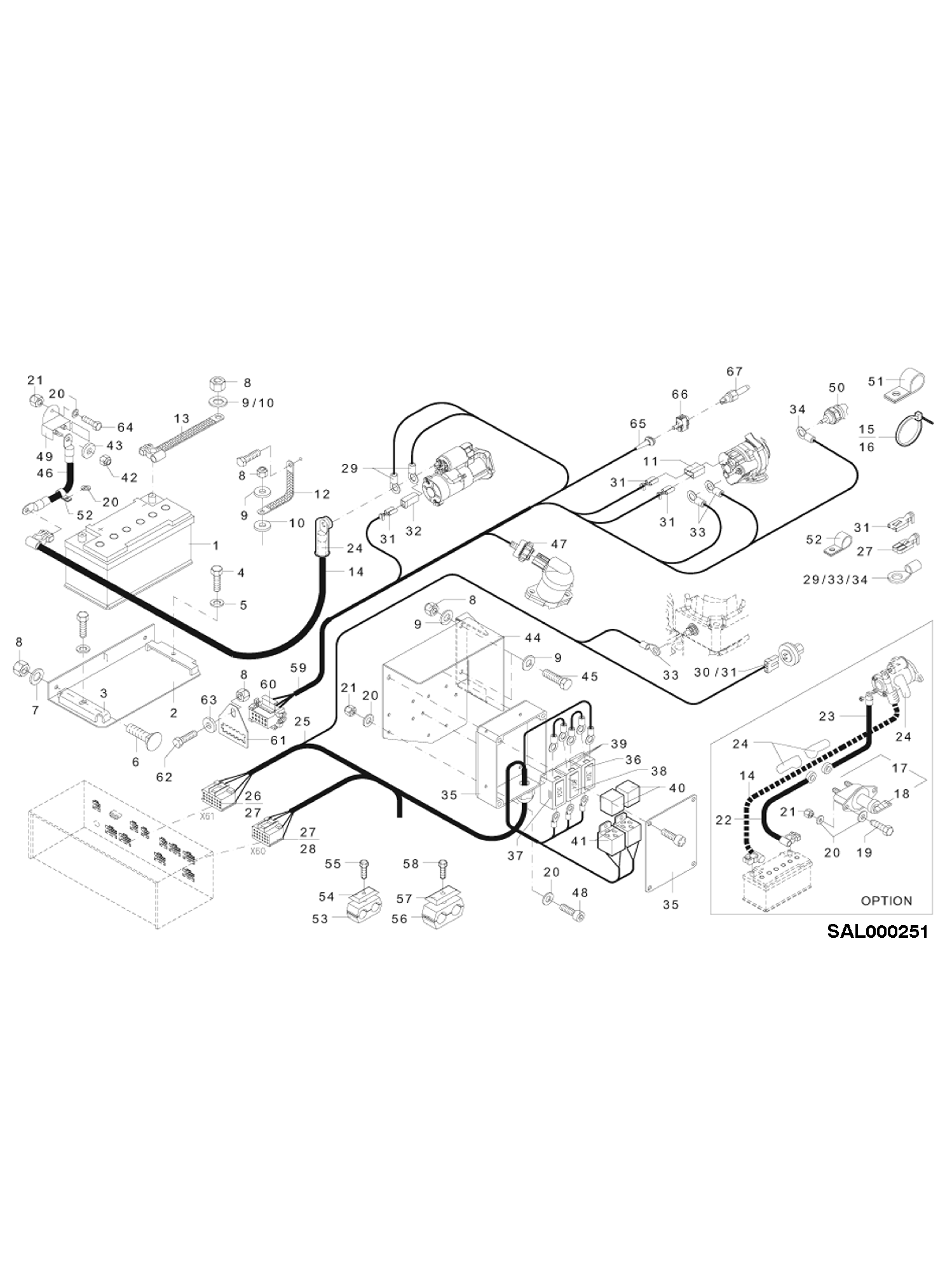 Схема запчастей Bobcat AL350 - ENGINE ELECTRICITY AND BATTERY ELECTRIC INSTALLATION