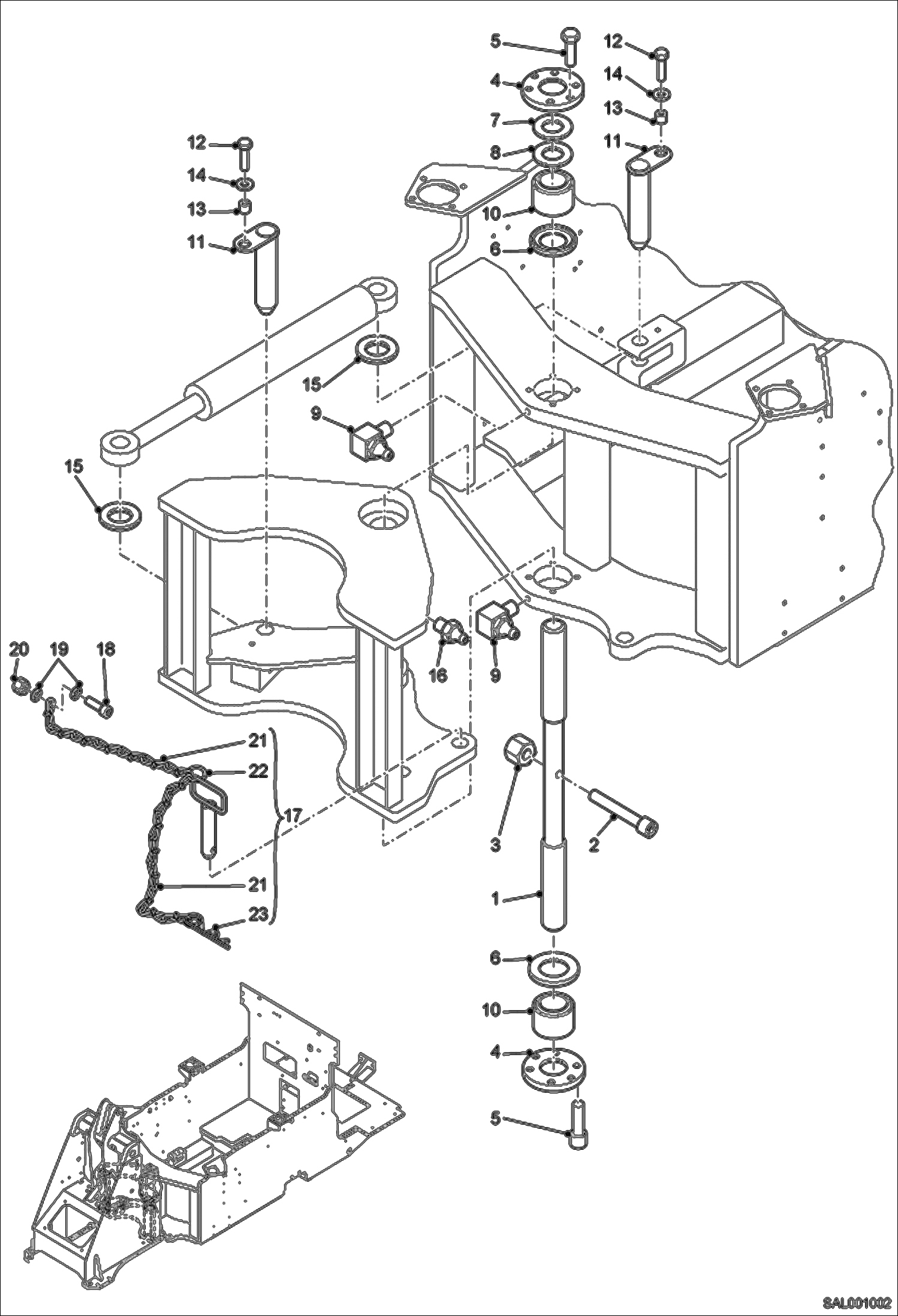 Схема запчастей Bobcat AL275 - ARTICULATION MAIN FRAME