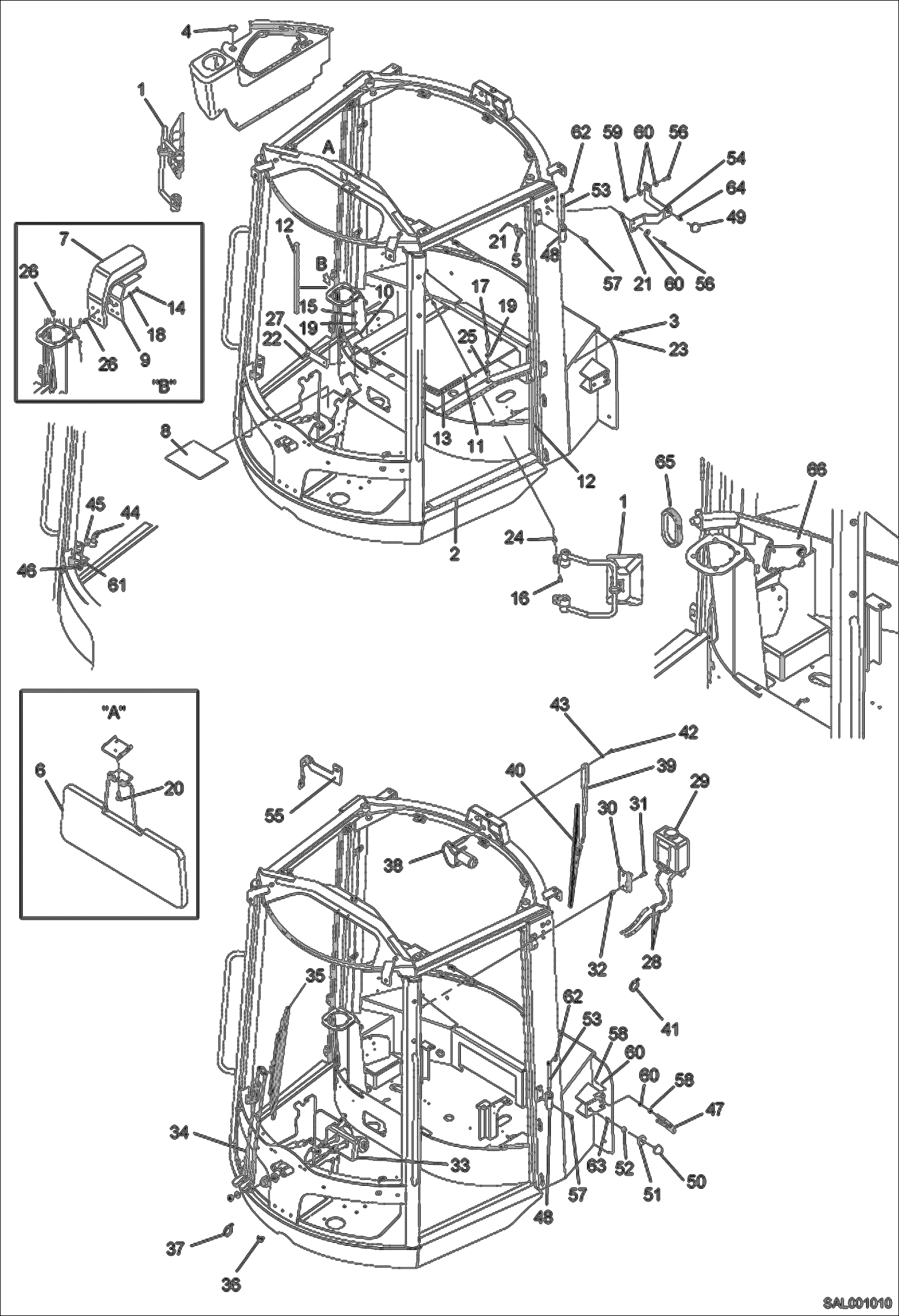 Схема запчастей Bobcat AL350 - CAB-EQUIPMENT 1 MAIN FRAME
