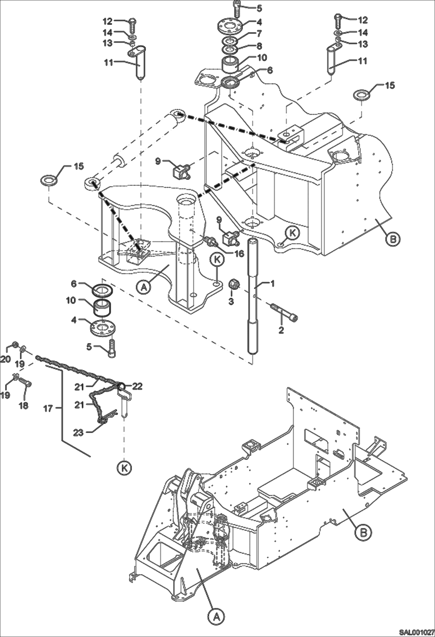 Схема запчастей Bobcat AL350 - ARTICULATION MAIN FRAME