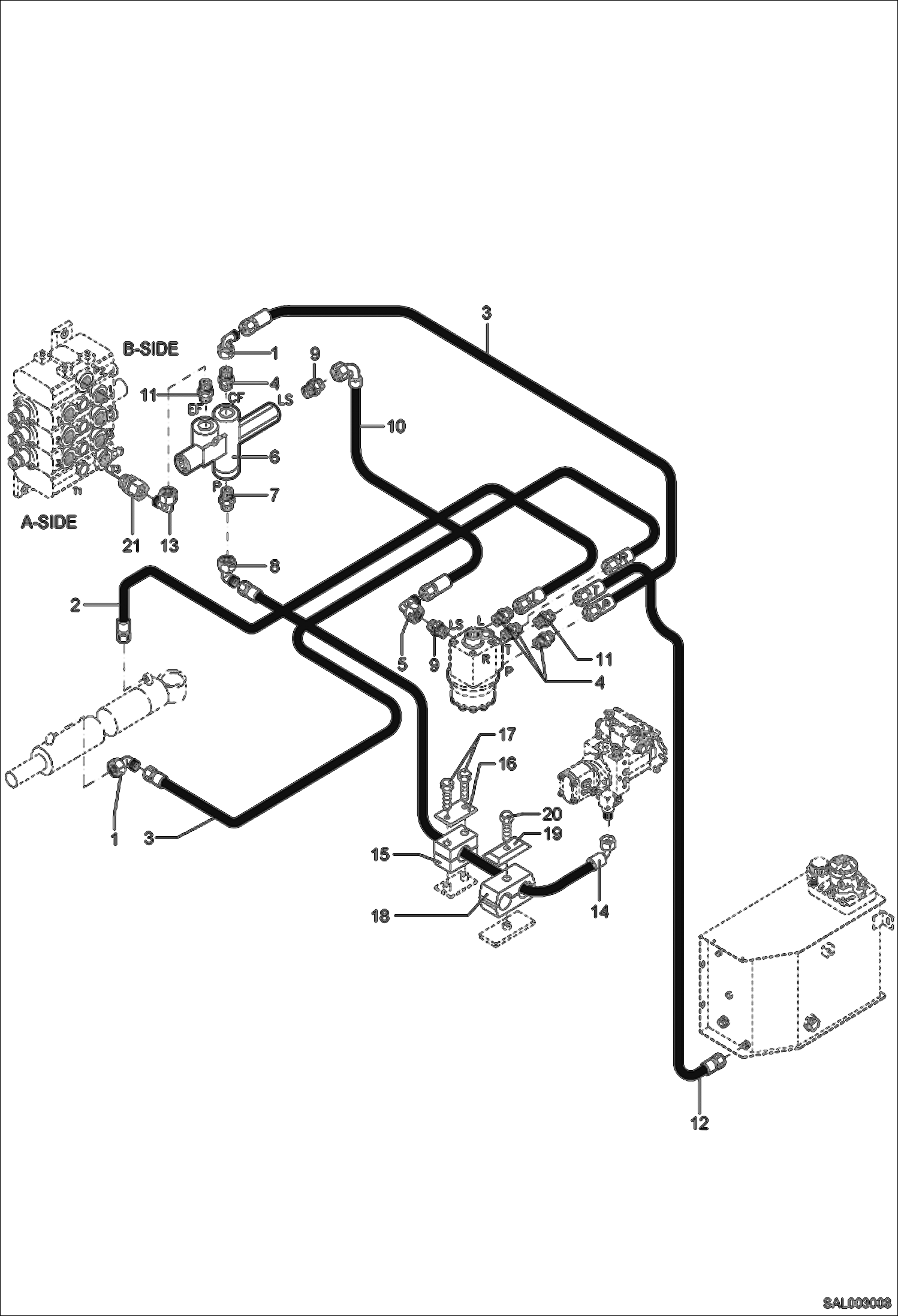 Схема запчастей Bobcat AL275 - STEERING HYDRAULIC INSTALLATION