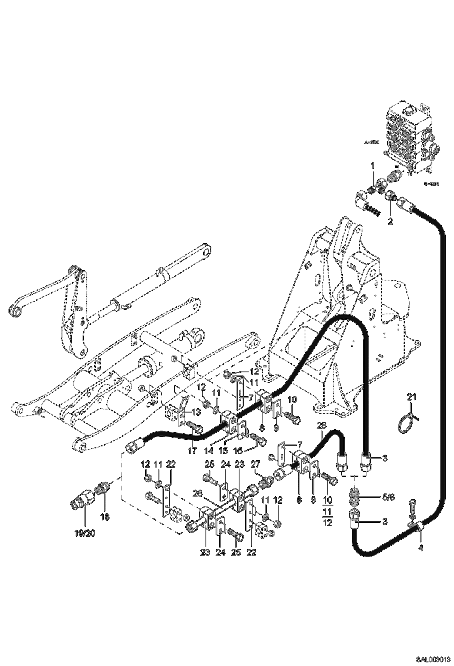 Схема запчастей Bobcat AL275 - PRESSURELESS RETURN LINE HYDRAULIC INSTALLATION