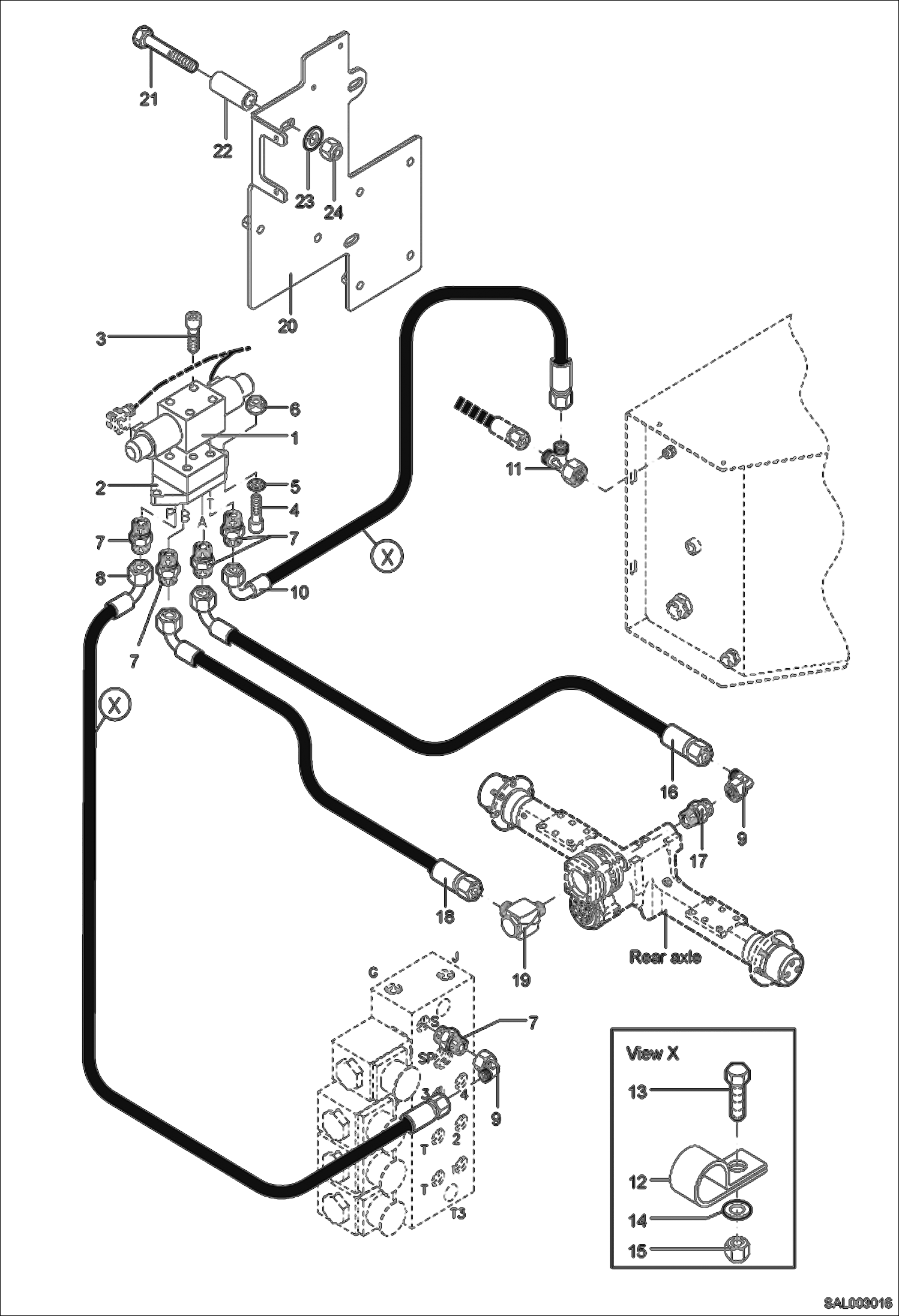 Схема запчастей Bobcat AL275 - 2-STAGE GEARBOX 36 km/h Fast Travel Version HYDRAULIC INSTALLATION