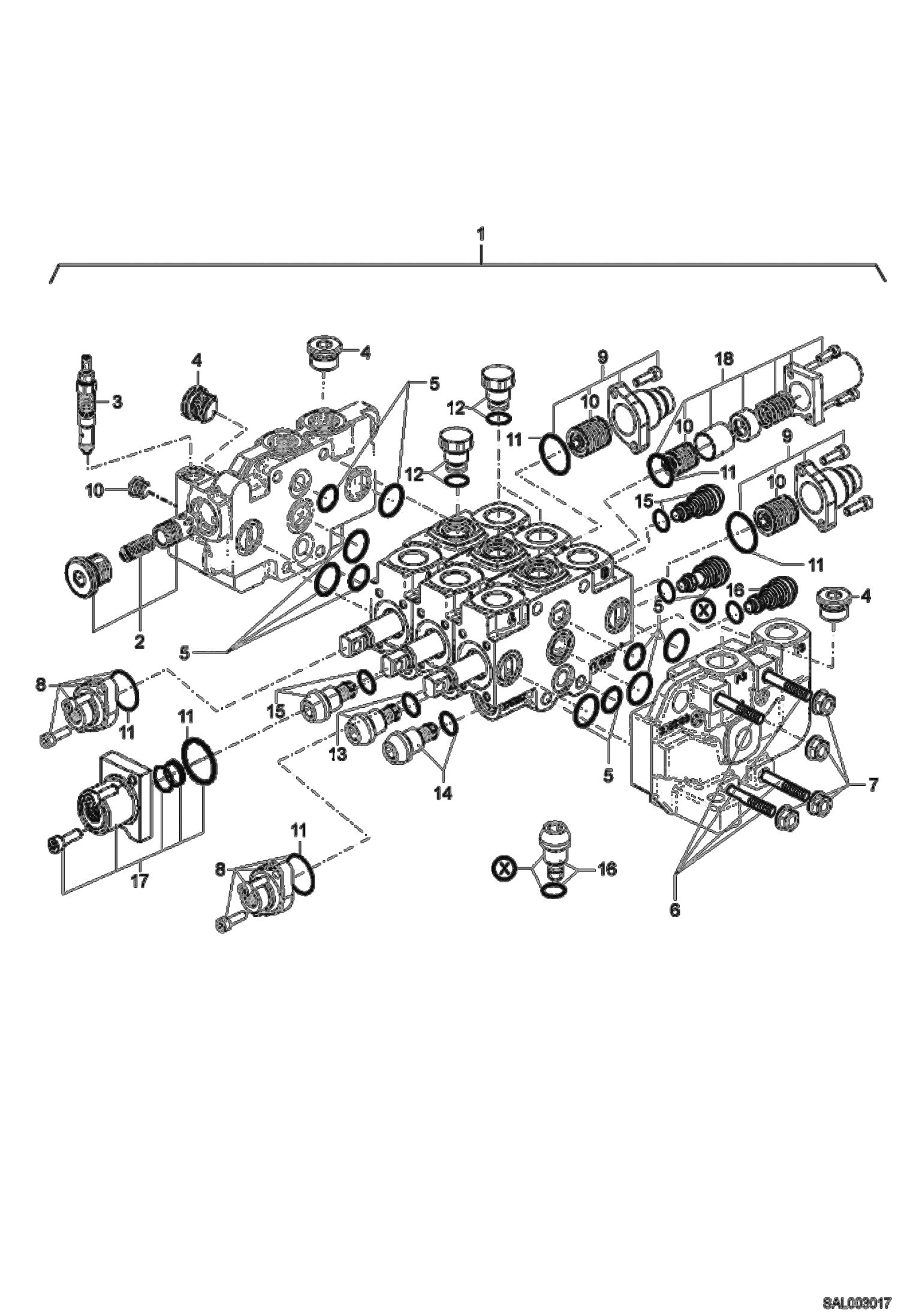 Схема запчастей Bobcat AL275 - VALVE BANK With Control Valve 5520661873 HYDRAULIC INSTALLATION