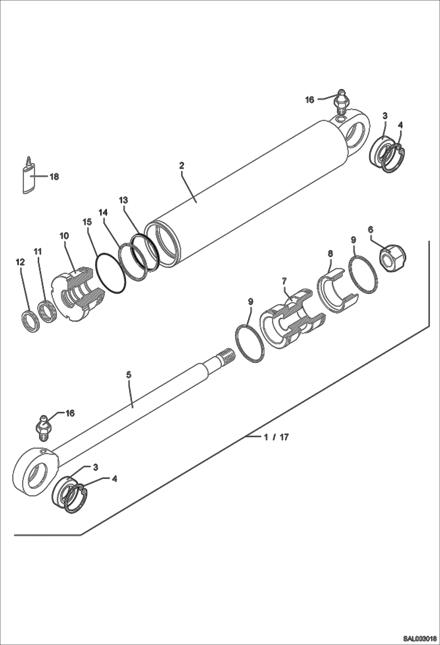 Схема запчастей Bobcat AL275 - STEERING CYLINDER HYDRAULIC INSTALLATION