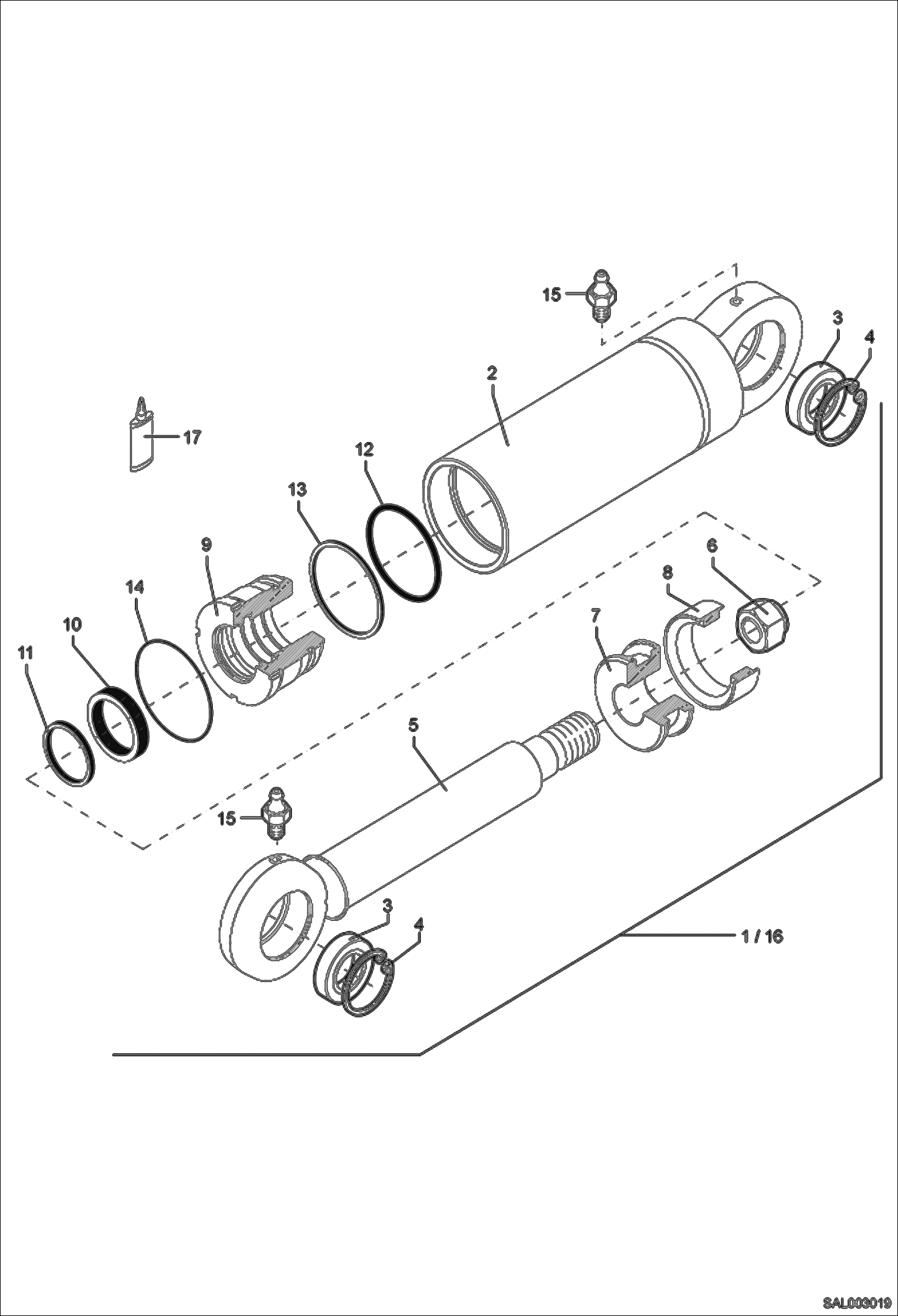 Схема запчастей Bobcat AL275 - LIFTING FRAME CYLINDER Z 90/50 HYDRAULIC INSTALLATION