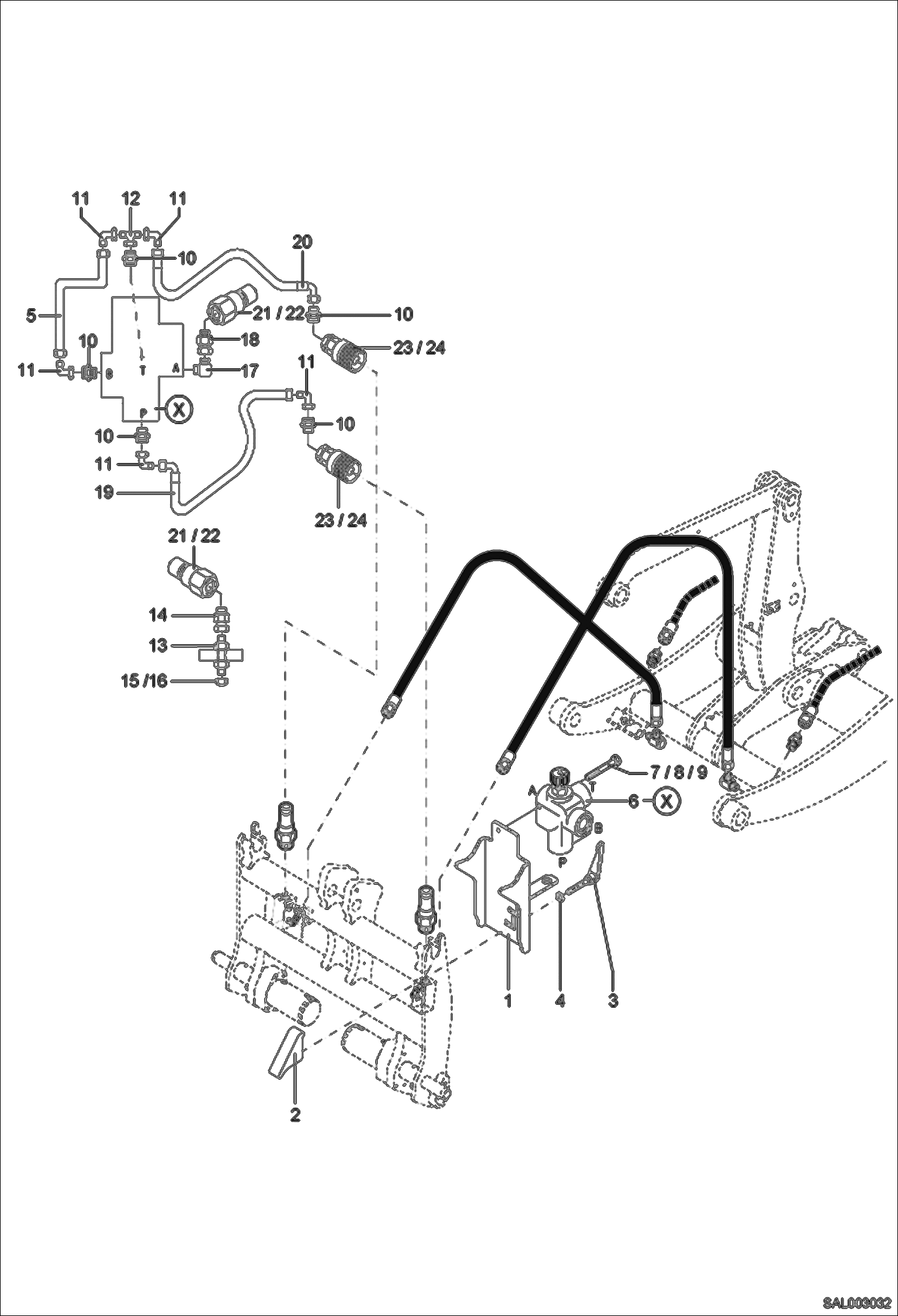 Схема запчастей Bobcat AL350 - BREAKER CONNECTION HYDRAULIC INSTALLATION