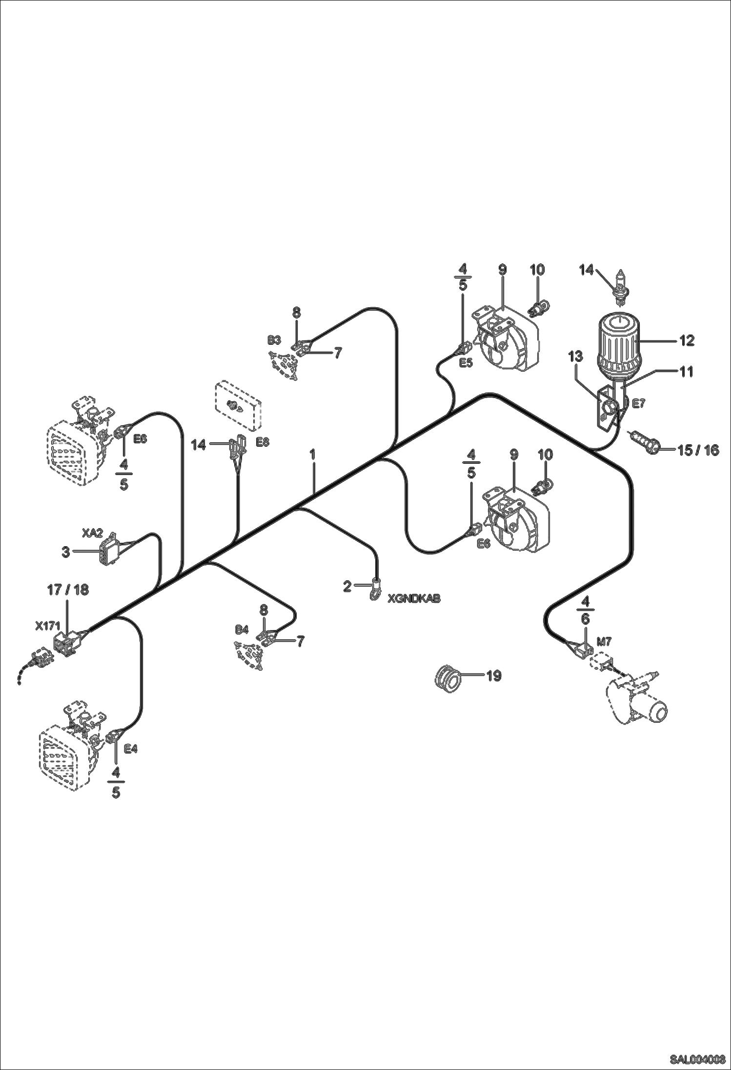 Схема запчастей Bobcat AL275 - OPERATORS CAB ELECTRICITY I ELECTRIC INSTALLATION