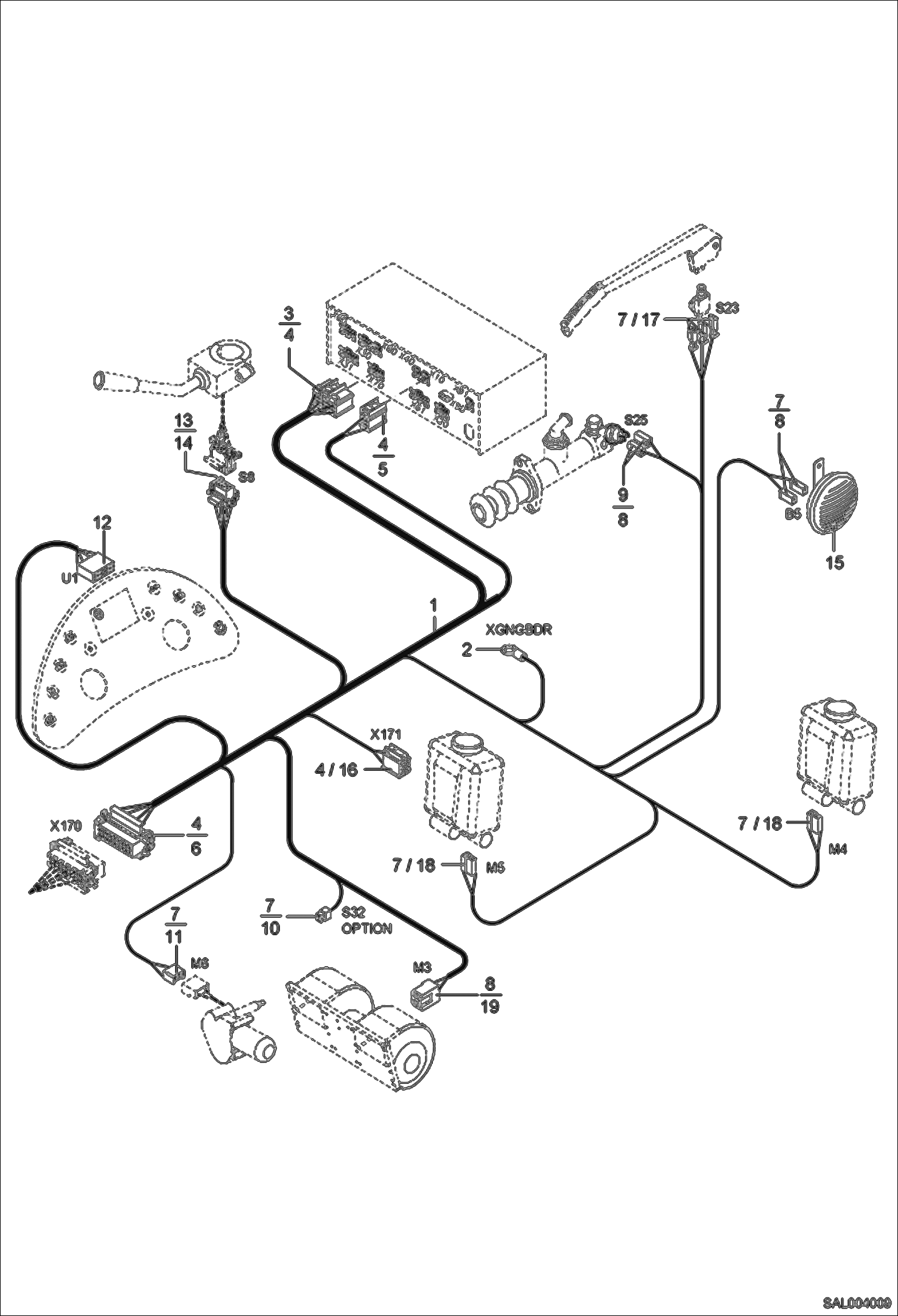 Схема запчастей Bobcat AL440 - OPERATORS CAB ELECTRICITY II ELECTRIC INSTALLATION