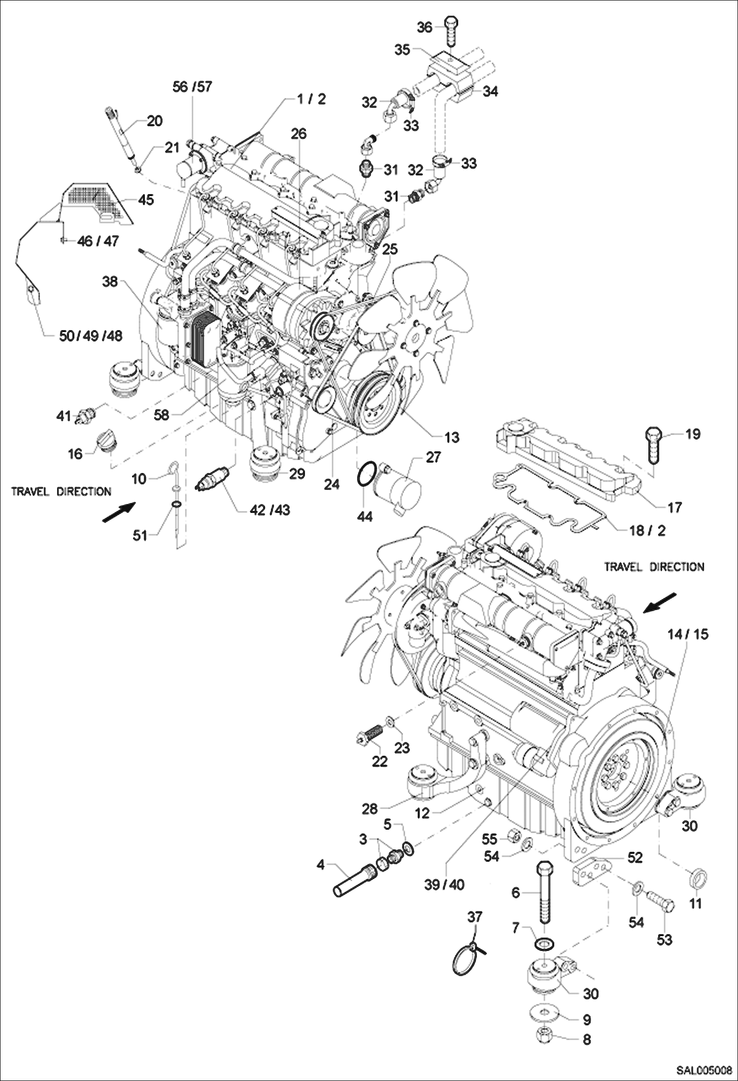 Схема запчастей Bobcat AL350 - ENGINE ASSEMBLY POWER UNIT