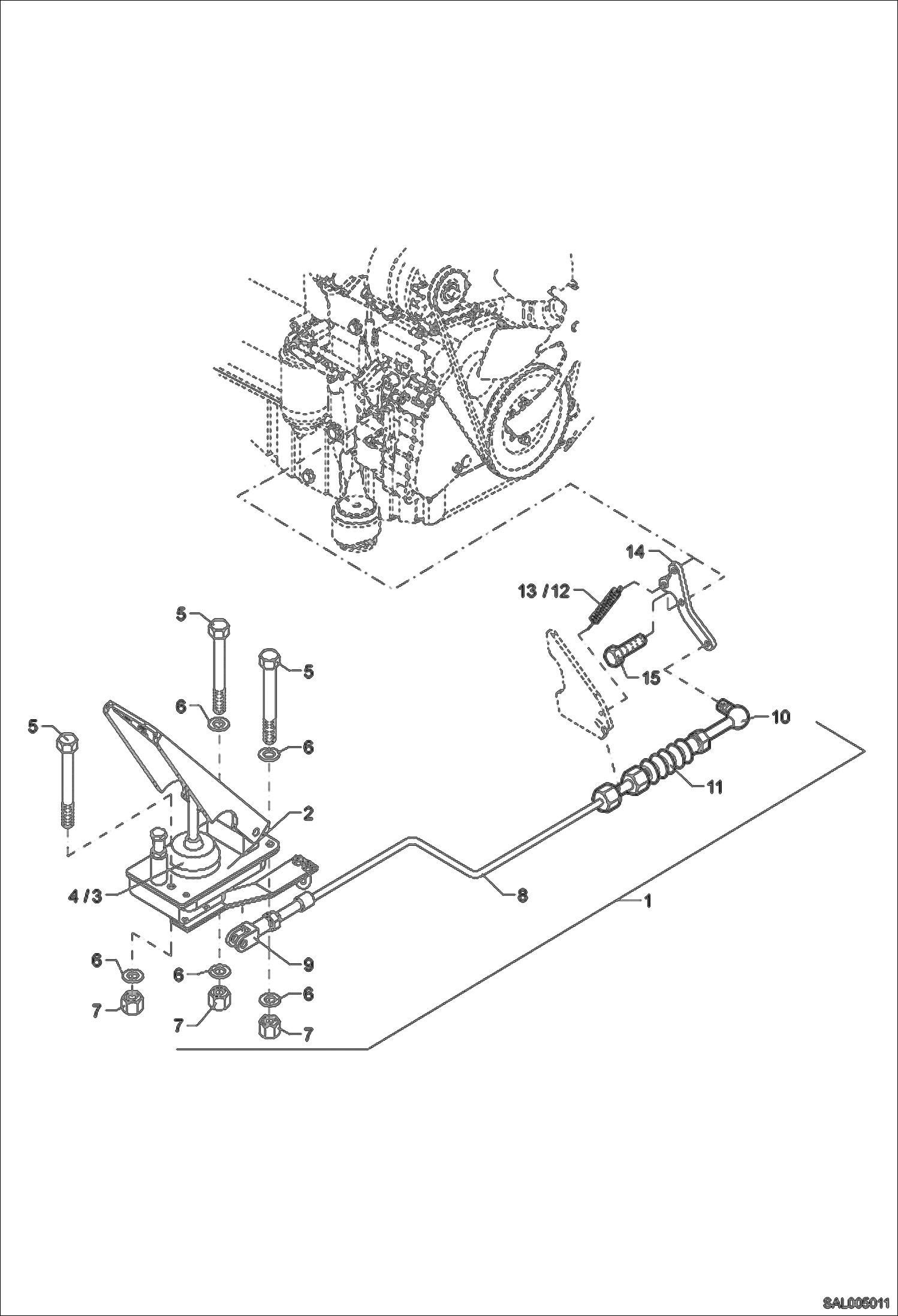 Схема запчастей Bobcat AL350 - PEDAL ACCELERATOR POWER UNIT
