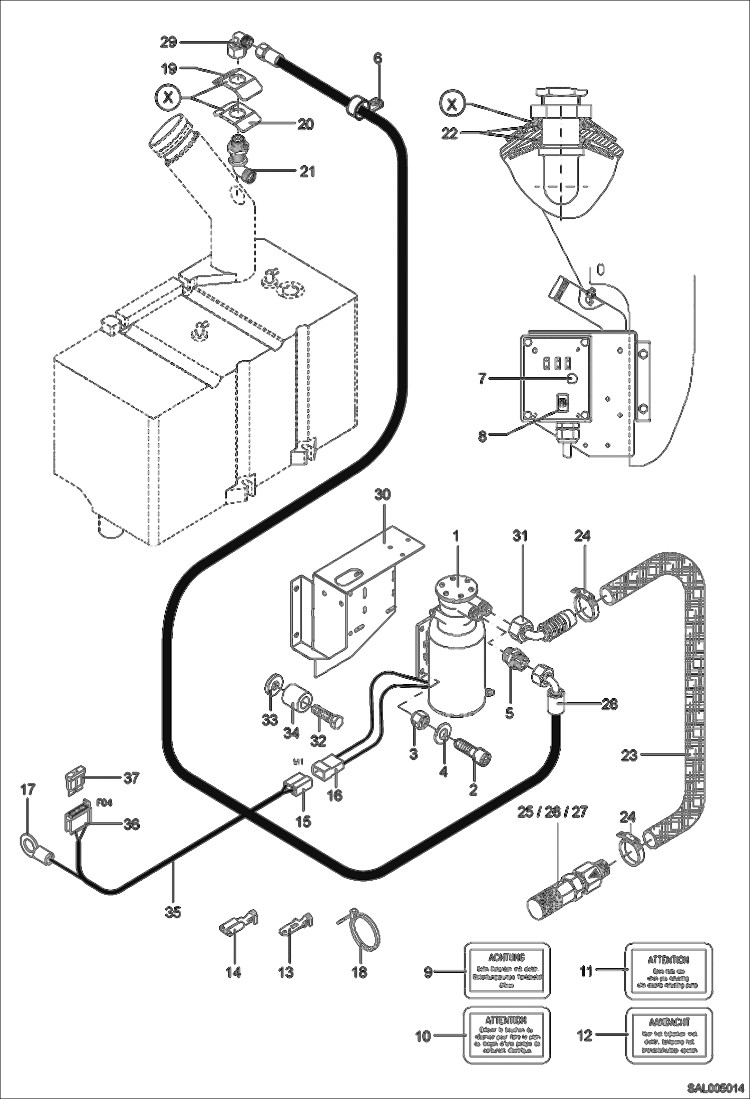 Схема запчастей Bobcat AL350 - REFILLING PUMP POWER UNIT