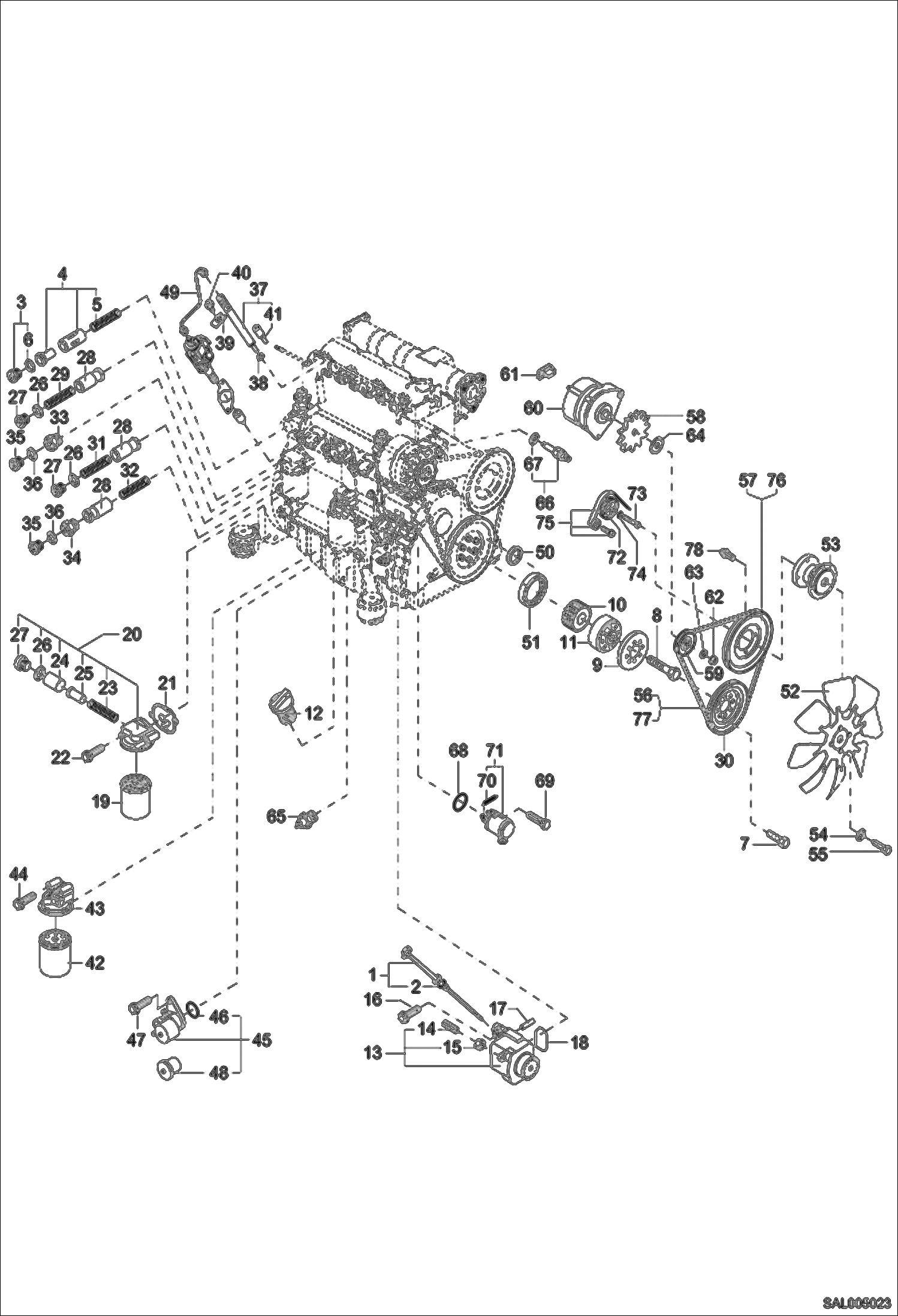 Схема запчастей Bobcat AL275 - ENGINE PARTS Part 2 POWER UNIT