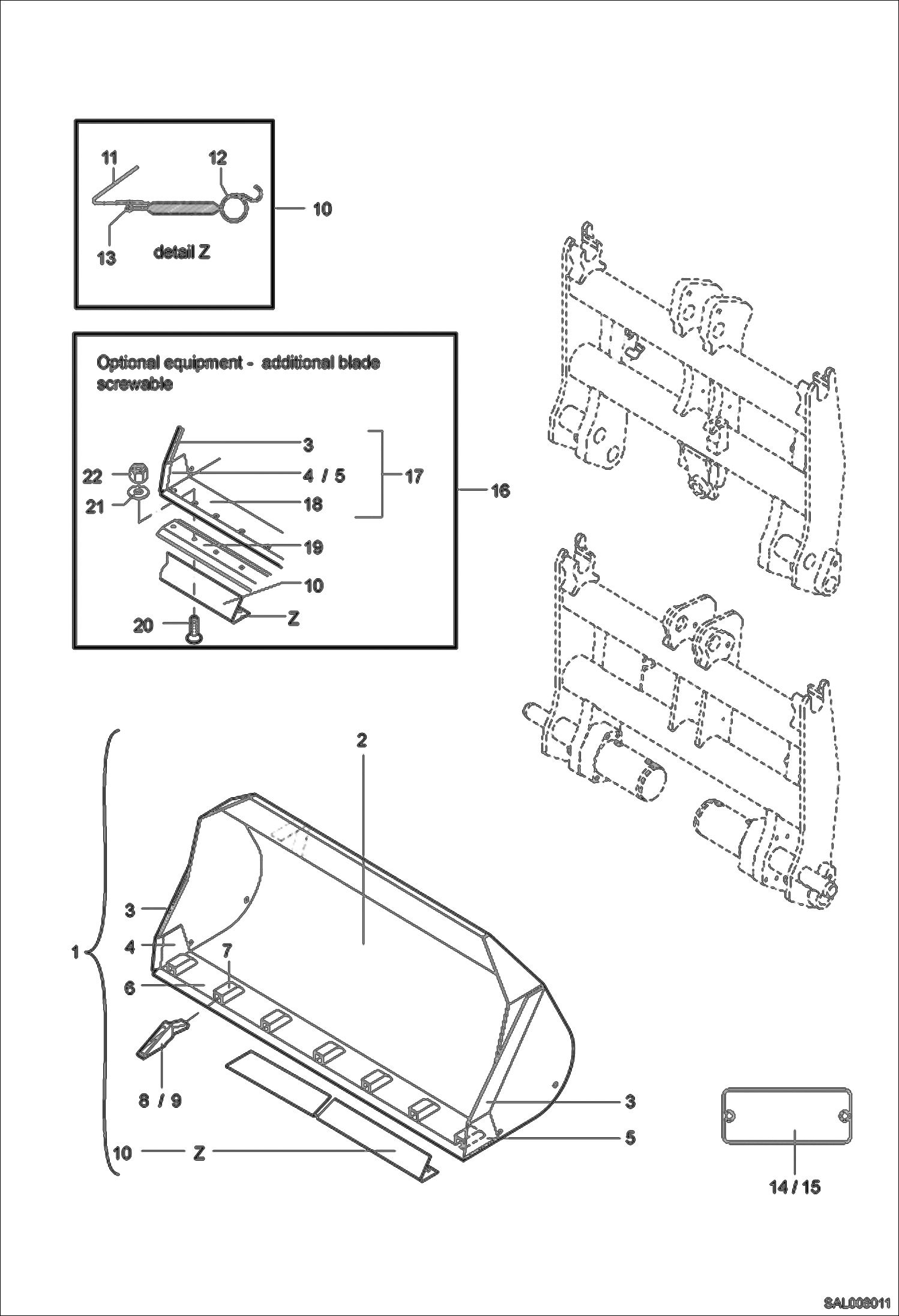 Схема запчастей Bobcat AL350 - LOADING SHOVEL 1850mm 0,80cbm Навесное оборудование