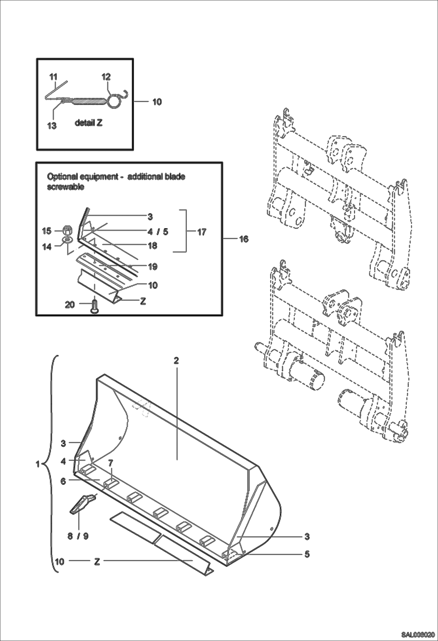 Схема запчастей Bobcat AL440 - LOADING SHOVEL Навесное оборудование