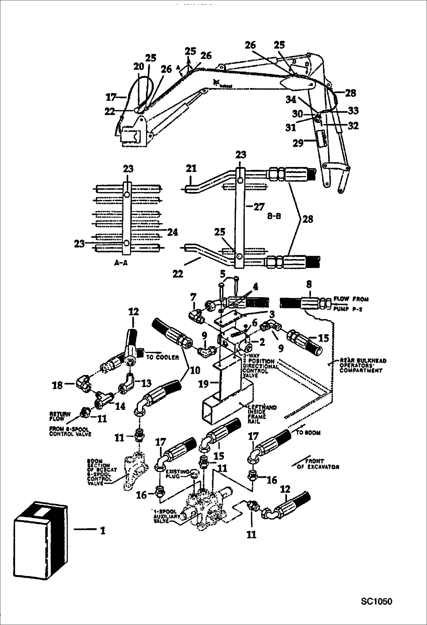 Схема запчастей Bobcat BREAKERS - BREAKER (Hydraulic Circuitry) (1250X) (Use on 76 504811001 - 11999) Экскаваторы
