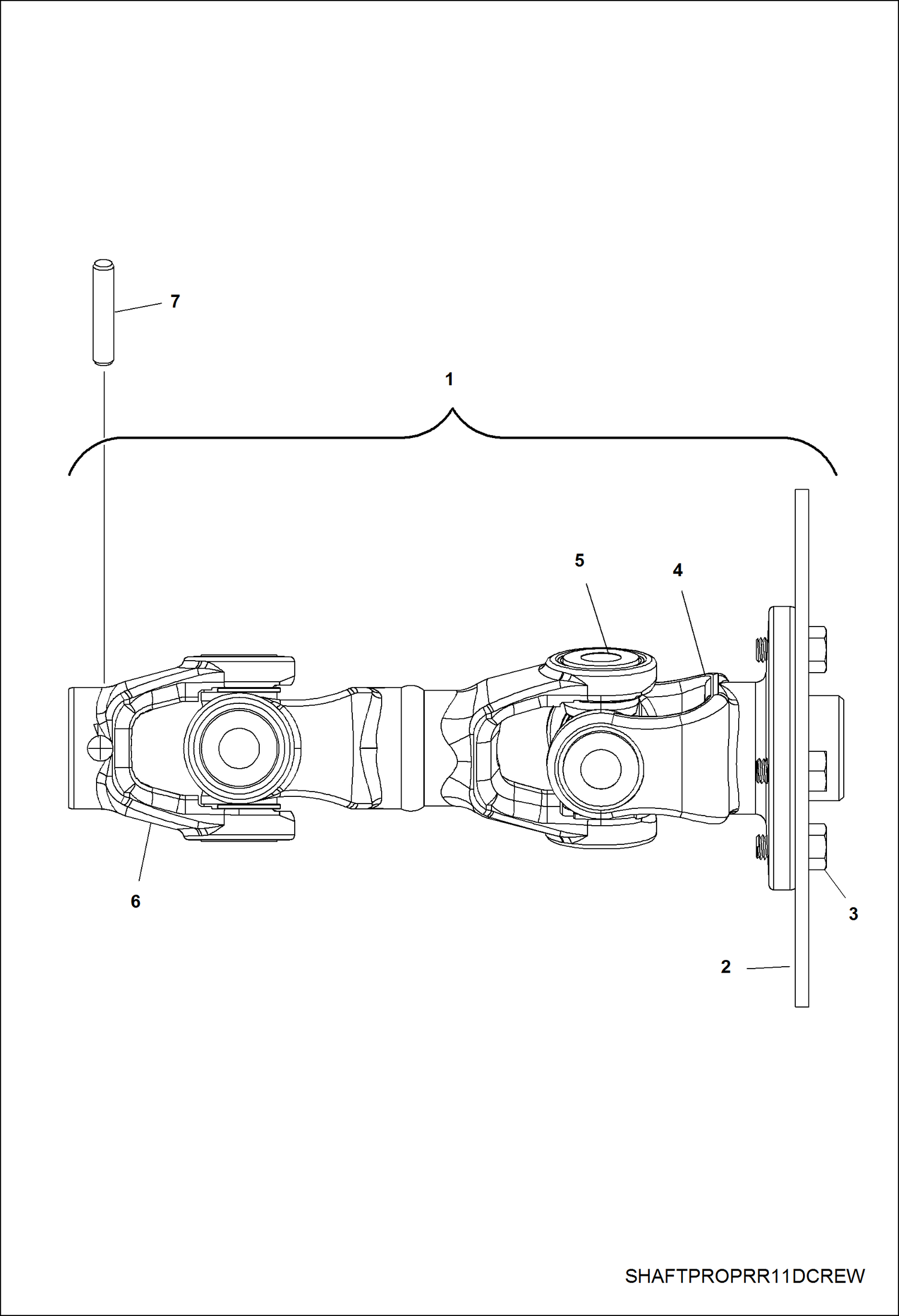 Схема запчастей Bobcat 3400 - DRIVE TRAIN, REAR PROP SHAFT DRIVE TRAIN