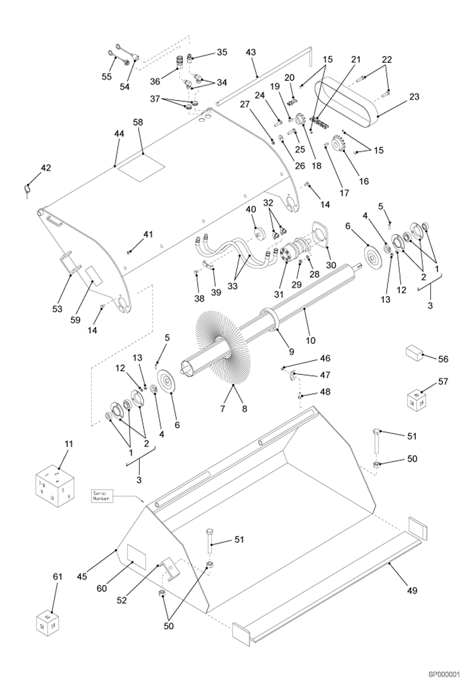 Схема запчастей Bobcat SWEEPER - Broom Bin 44 (1100 mm) (Europe Only) Loader