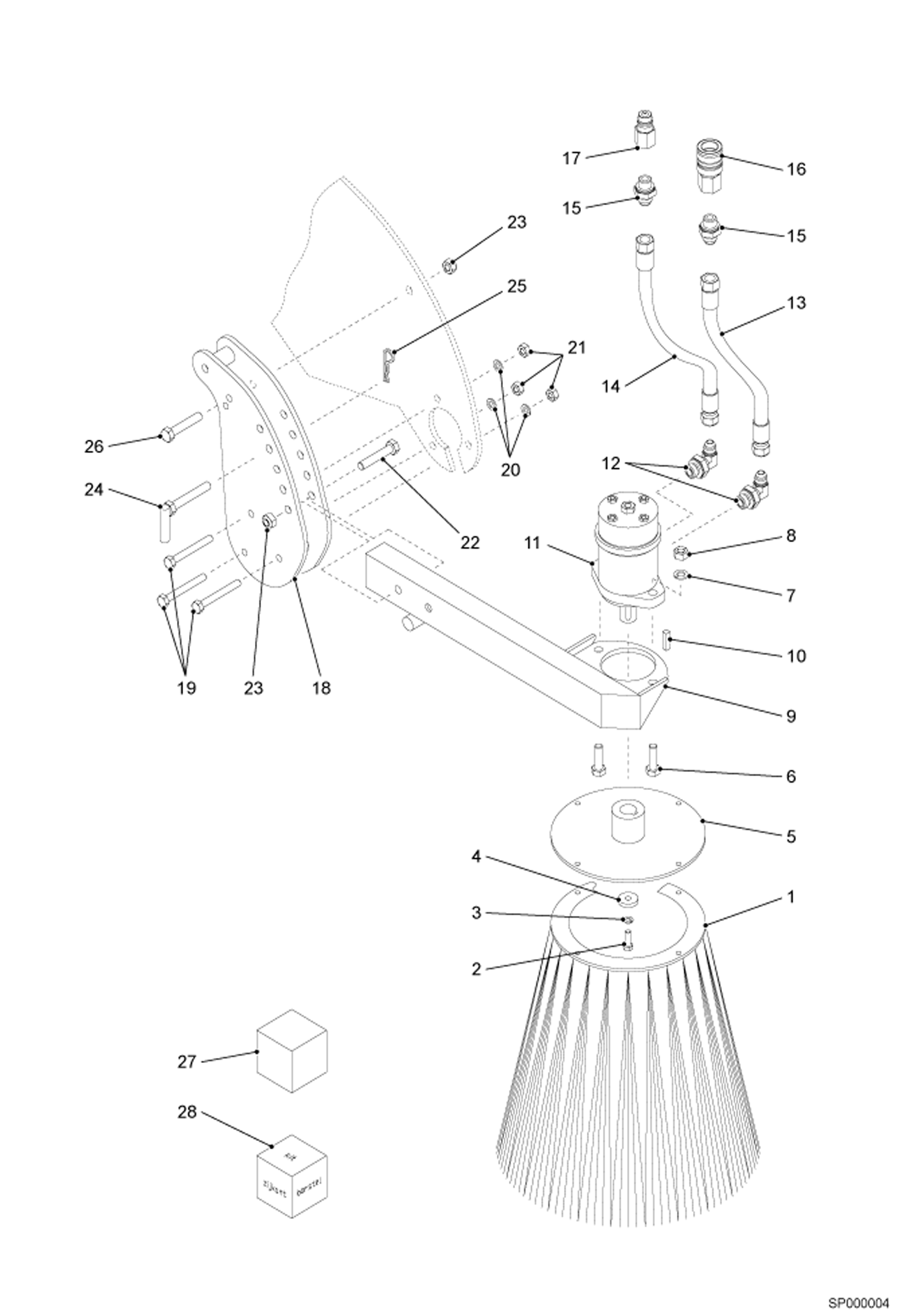 Схема запчастей Bobcat SWEEPER - Side Brush 44 (1100 mm) (Europe Only) Loader