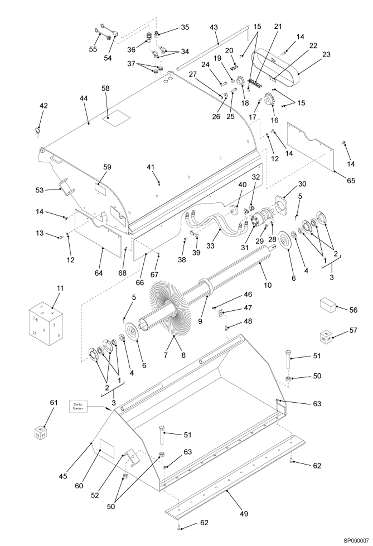 Схема запчастей Bobcat SWEEPER - Closed Broom Bin 48 (1220 mm) (Europe Only) Loader
