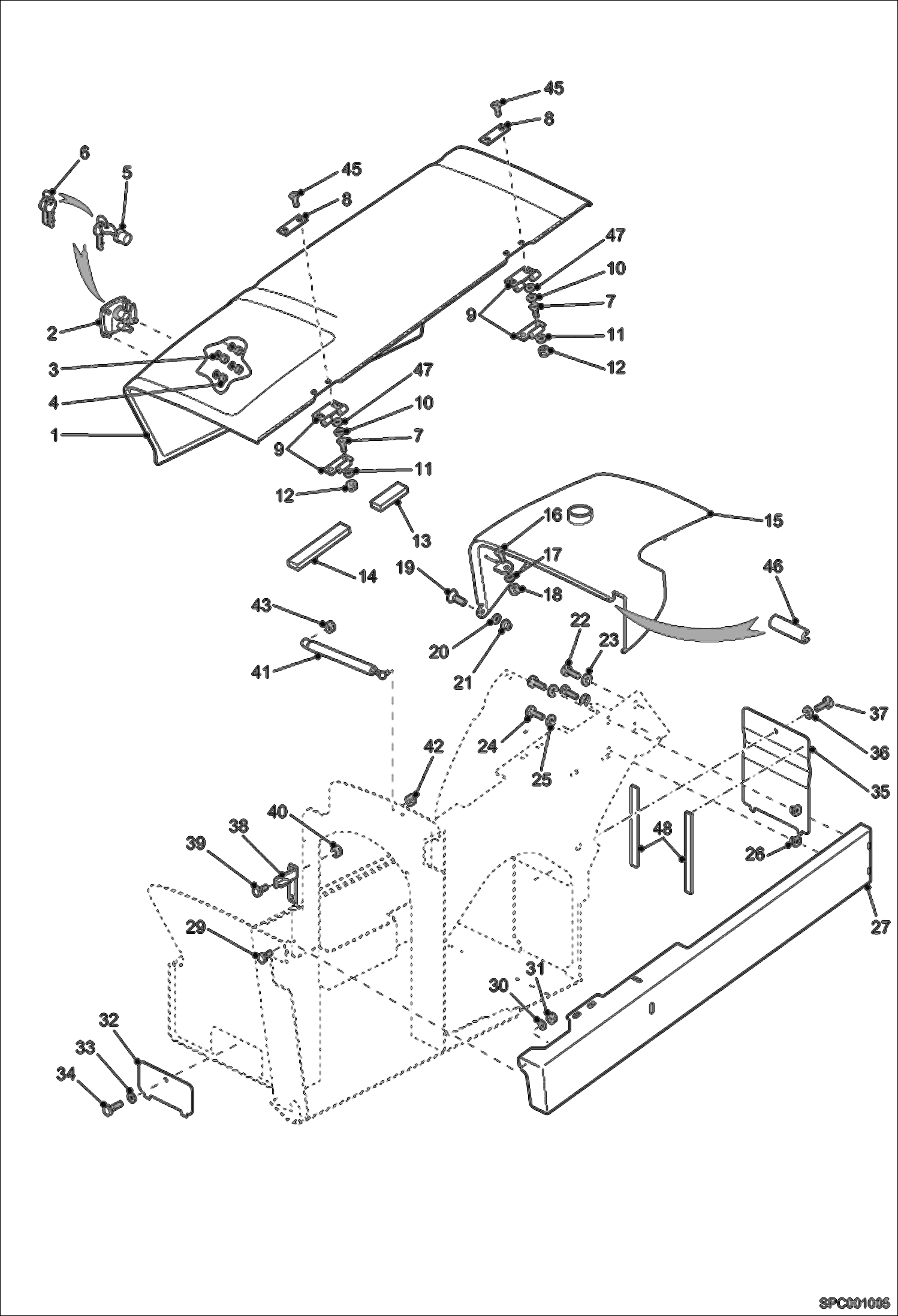 Схема запчастей Bobcat T3571L - ENGINE COVER MAIN FRAME