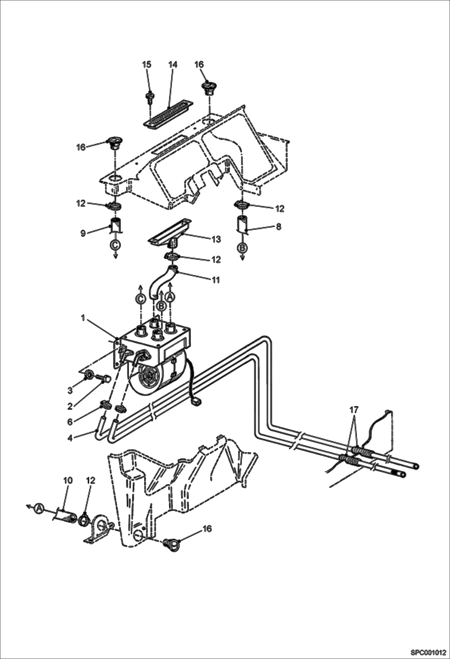 Схема запчастей Bobcat T35100L - HEATING/ VENTILATION INSTALLATION MAIN FRAME