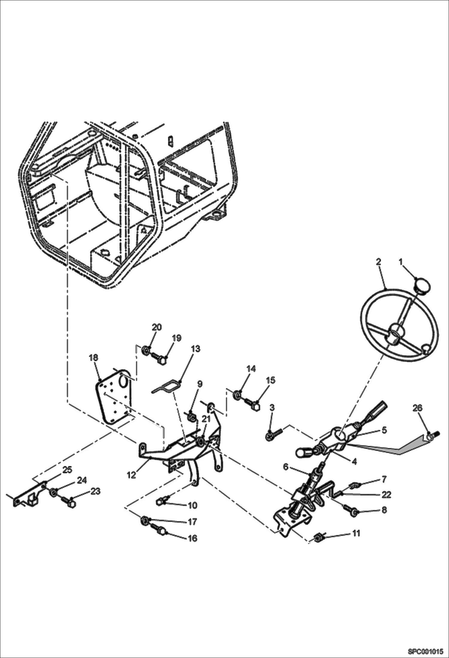 Схема запчастей Bobcat T35100L - STEERING COLUMN INSTALLATION MAIN FRAME