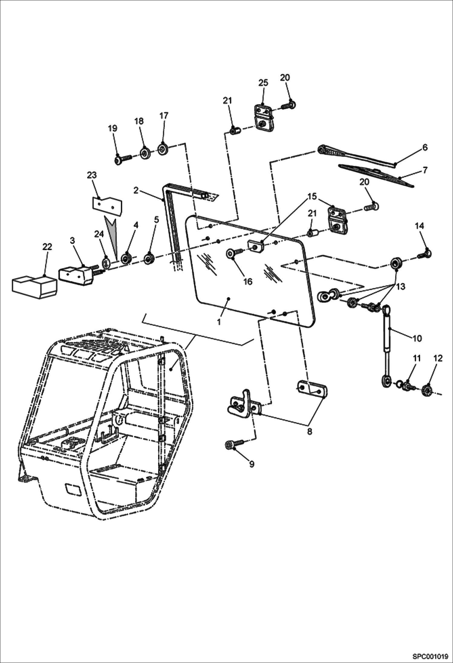 Схема запчастей Bobcat T40140 - REAR WINDOW INSTALLATION MAIN FRAME