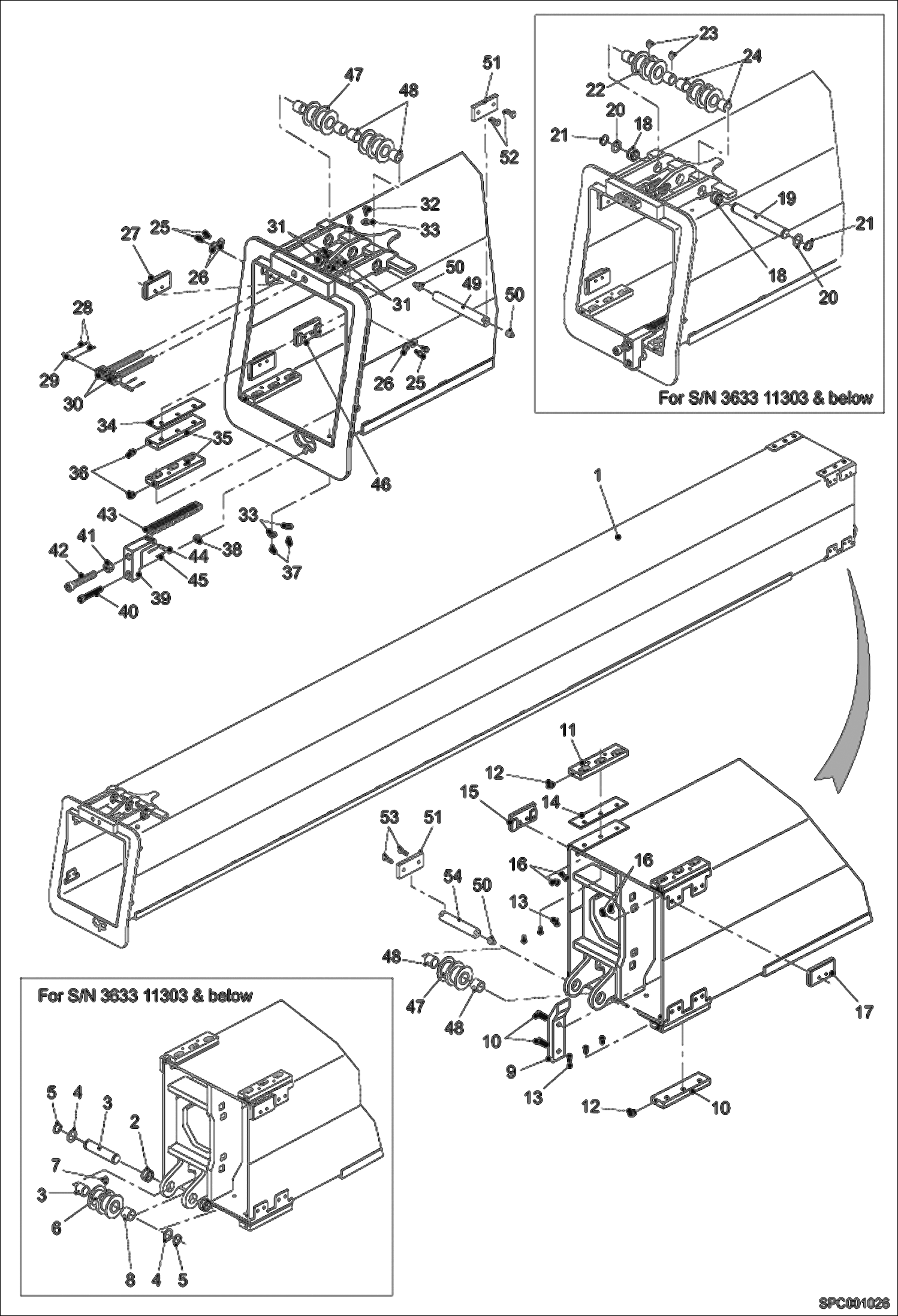 Схема запчастей Bobcat T40140 - 1ST INTERMEDIATE BOOM (S/N 363311001 - 12000) MAIN FRAME