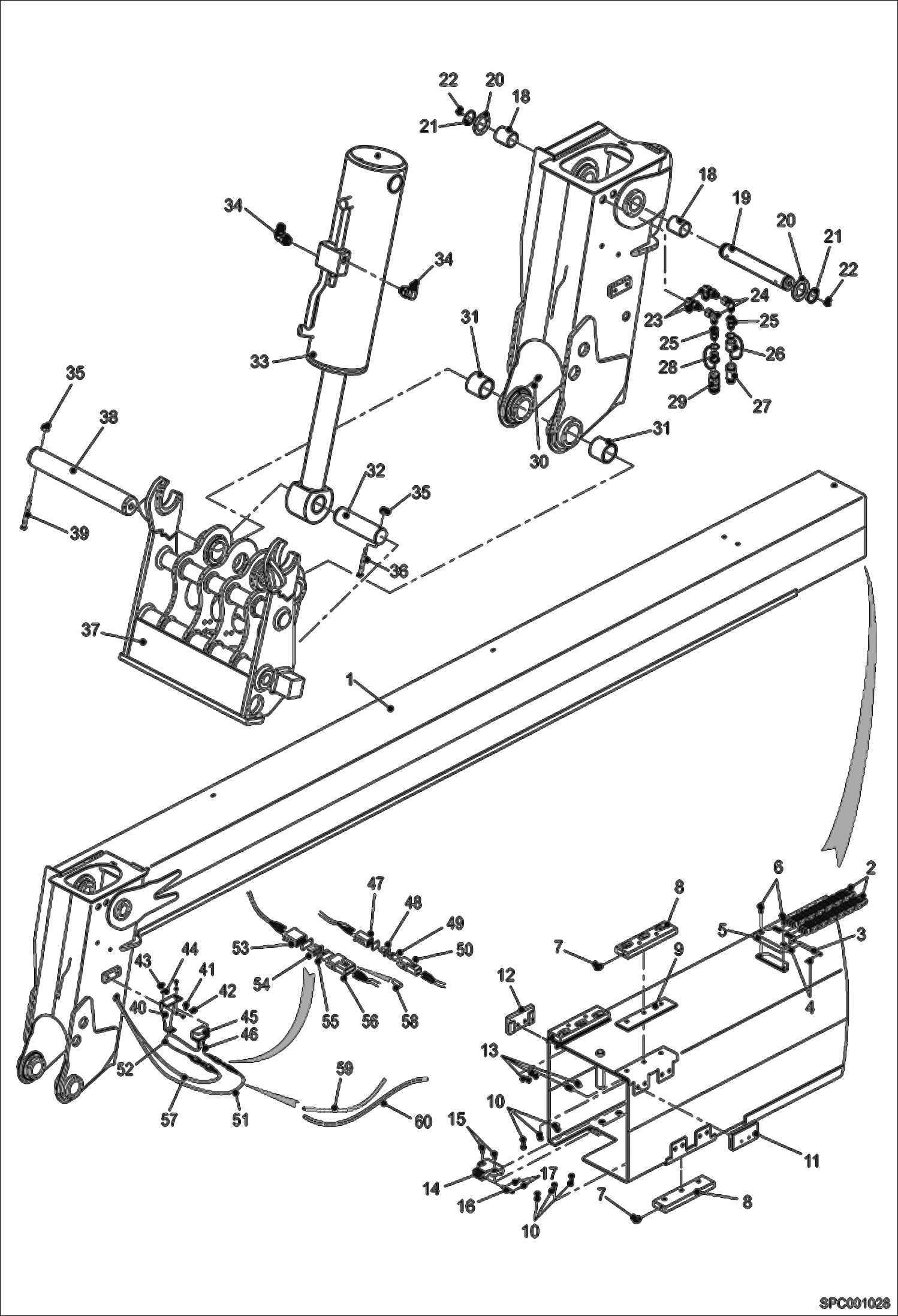 Схема запчастей Bobcat T40140 - END BOOM ASSY (S/N 363311001 - 12000) MAIN FRAME