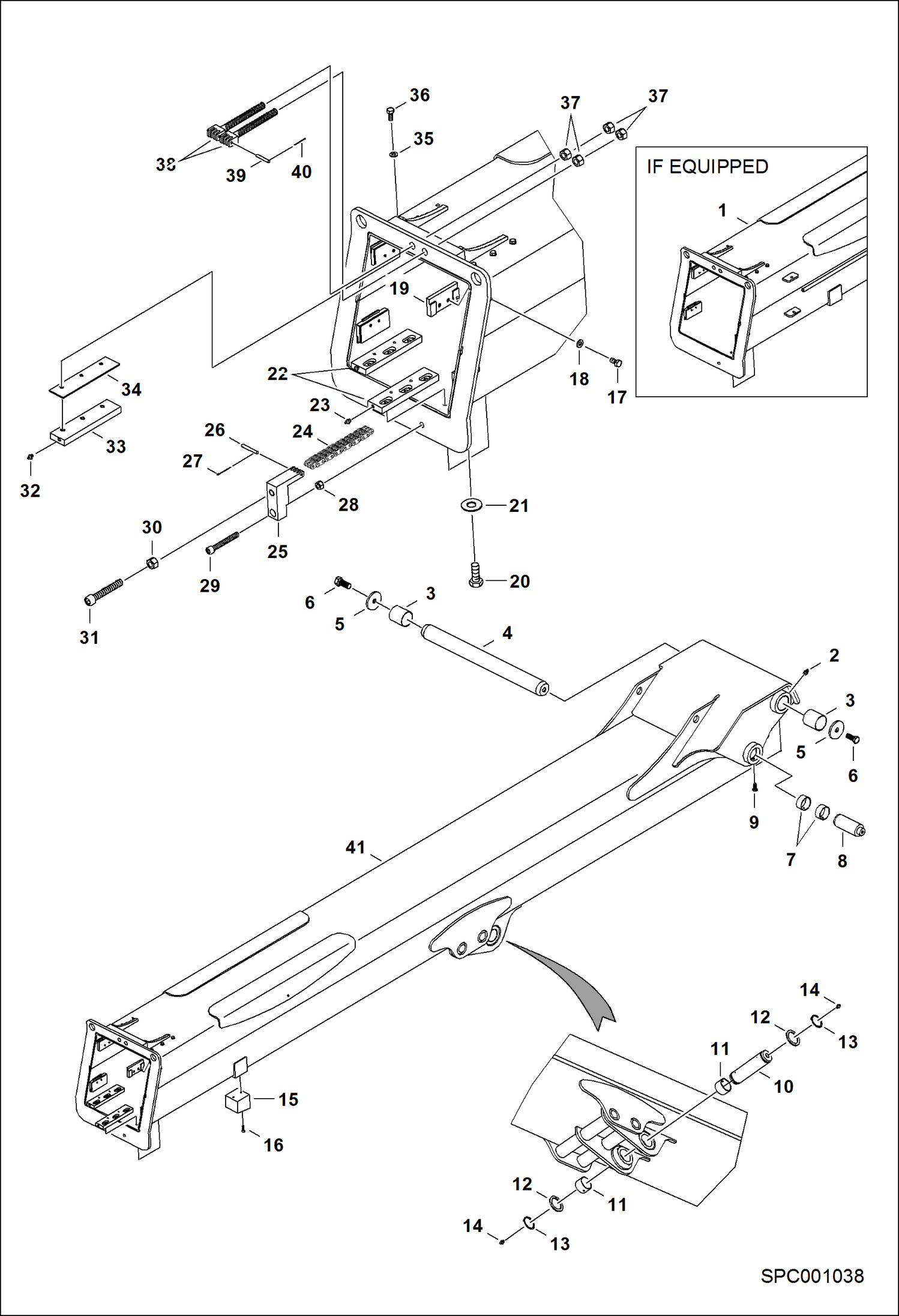Схема запчастей Bobcat T35100 - FIXED BOOM ASSY (S/N A8GT11001 & Above) MAIN FRAME