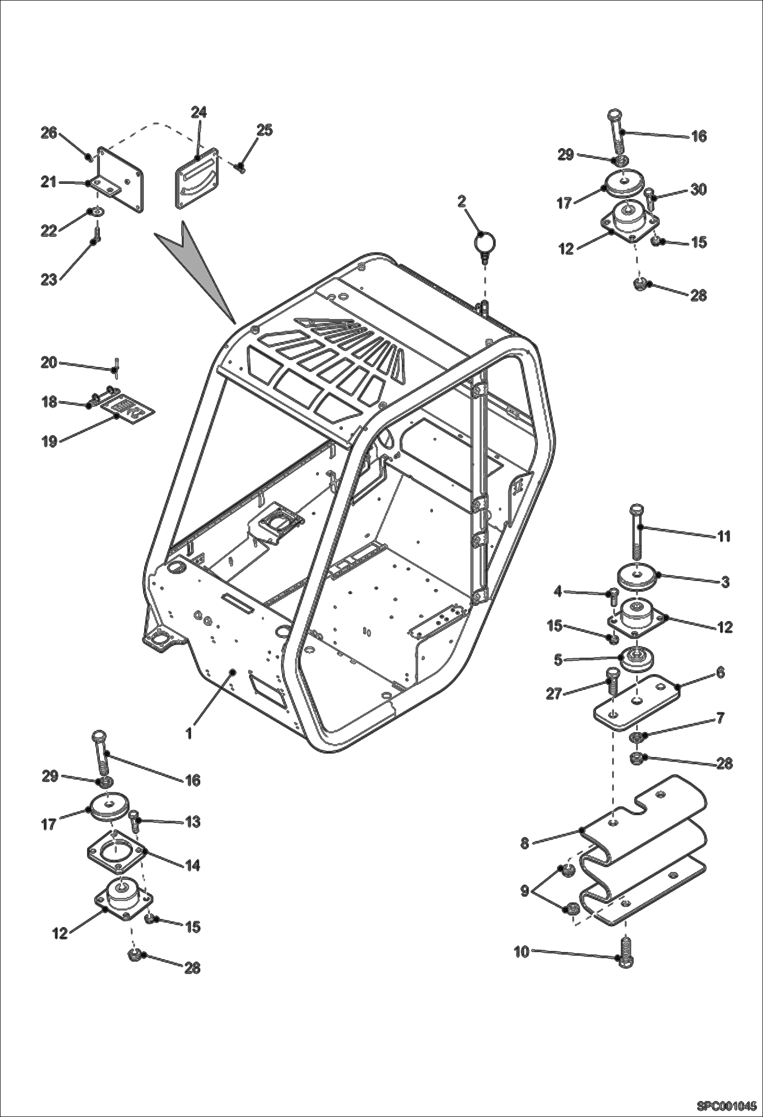 Схема запчастей Bobcat T3571 - CAB & FIXATION MAIN FRAME